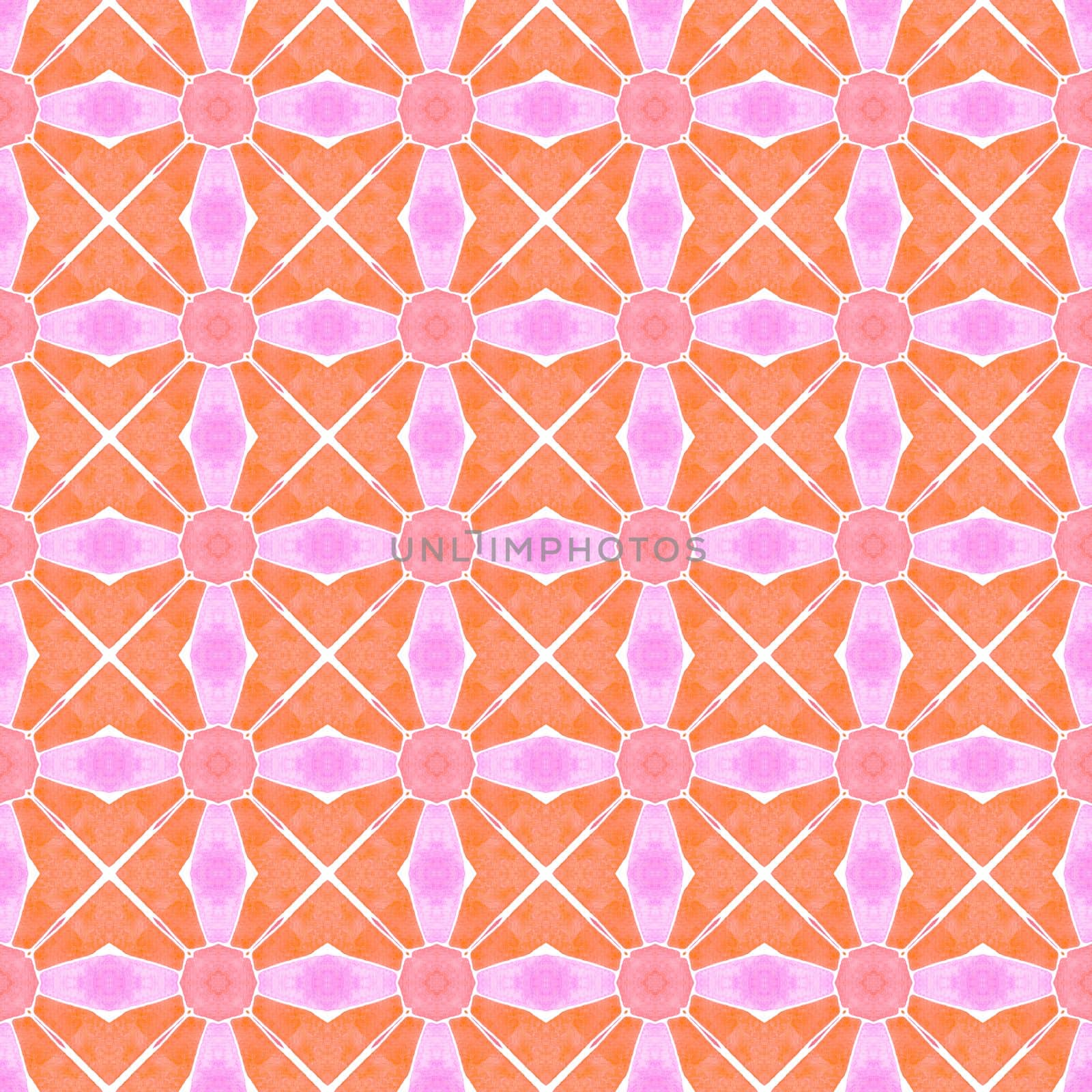 Textile ready divine print, swimwear fabric, wallpaper, wrapping. Orange shapely boho chic summer design. Exotic seamless pattern. Summer exotic seamless border.