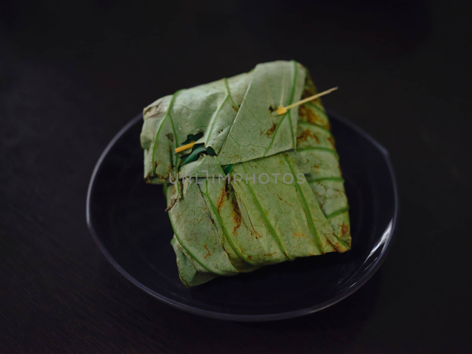 Rice Wrapped in Lotus Leaves . Thai food .