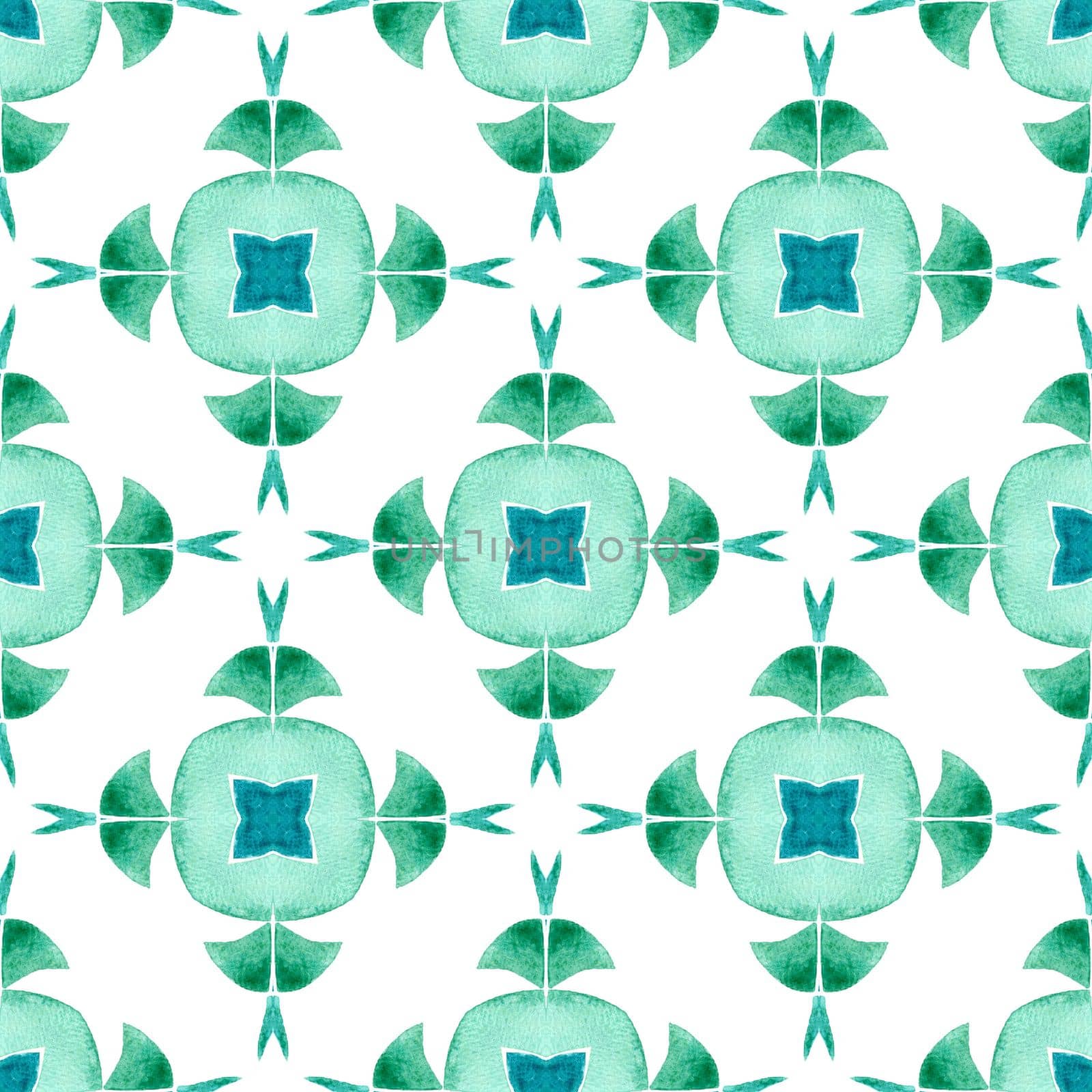 Green geometric chevron watercolor border. Green overwhelming boho chic summer design. Textile ready noteworthy print, swimwear fabric, wallpaper, wrapping. Chevron watercolor pattern.