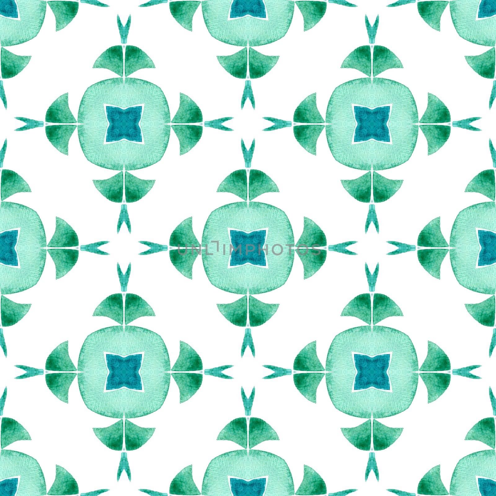 Green geometric chevron watercolor border. Green by beginagain