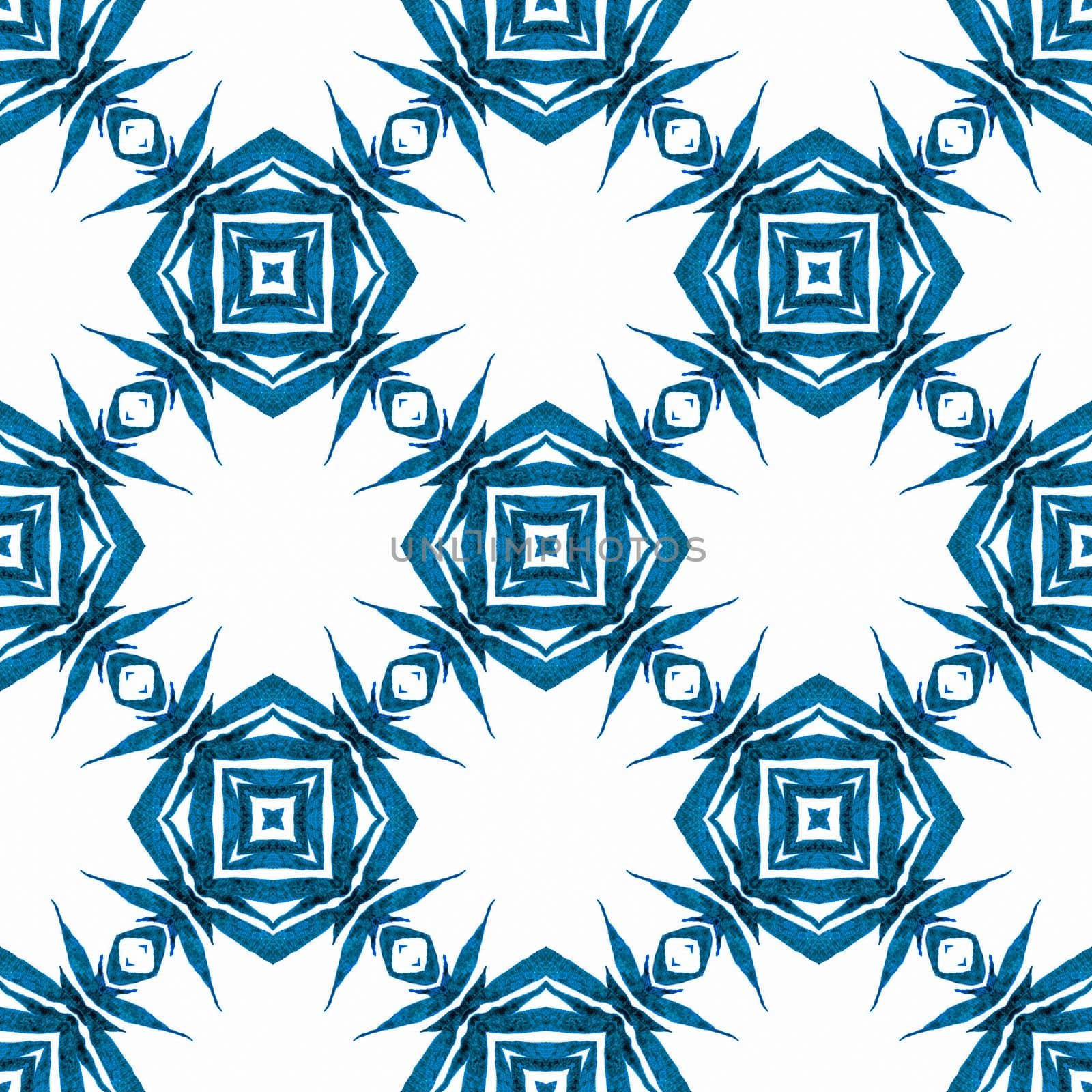 Textile ready neat print, swimwear fabric, wallpaper, wrapping. Blue rare boho chic summer design. Oriental arabesque hand drawn border. Arabesque hand drawn design.