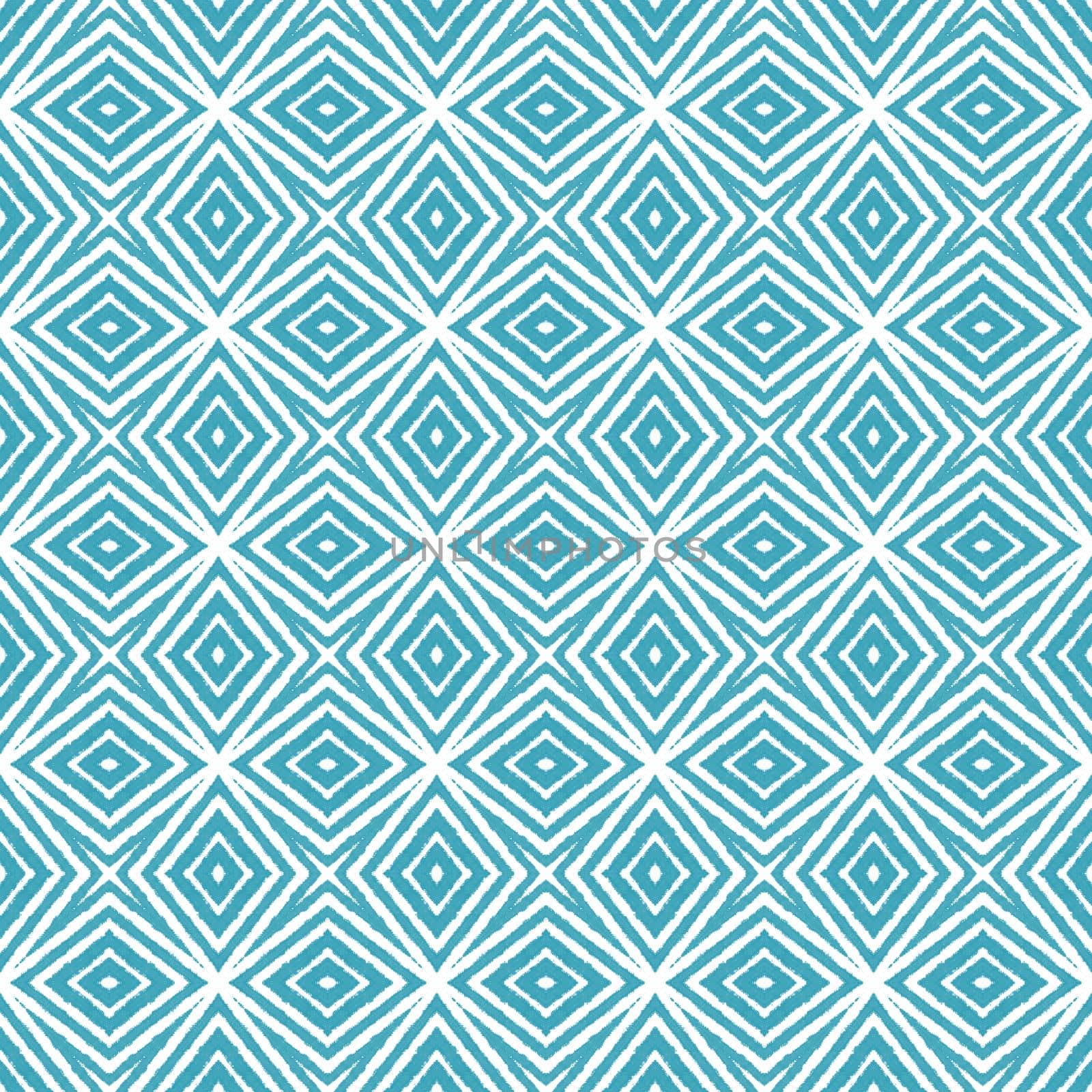 Striped hand drawn pattern. Turquoise symmetrical by beginagain