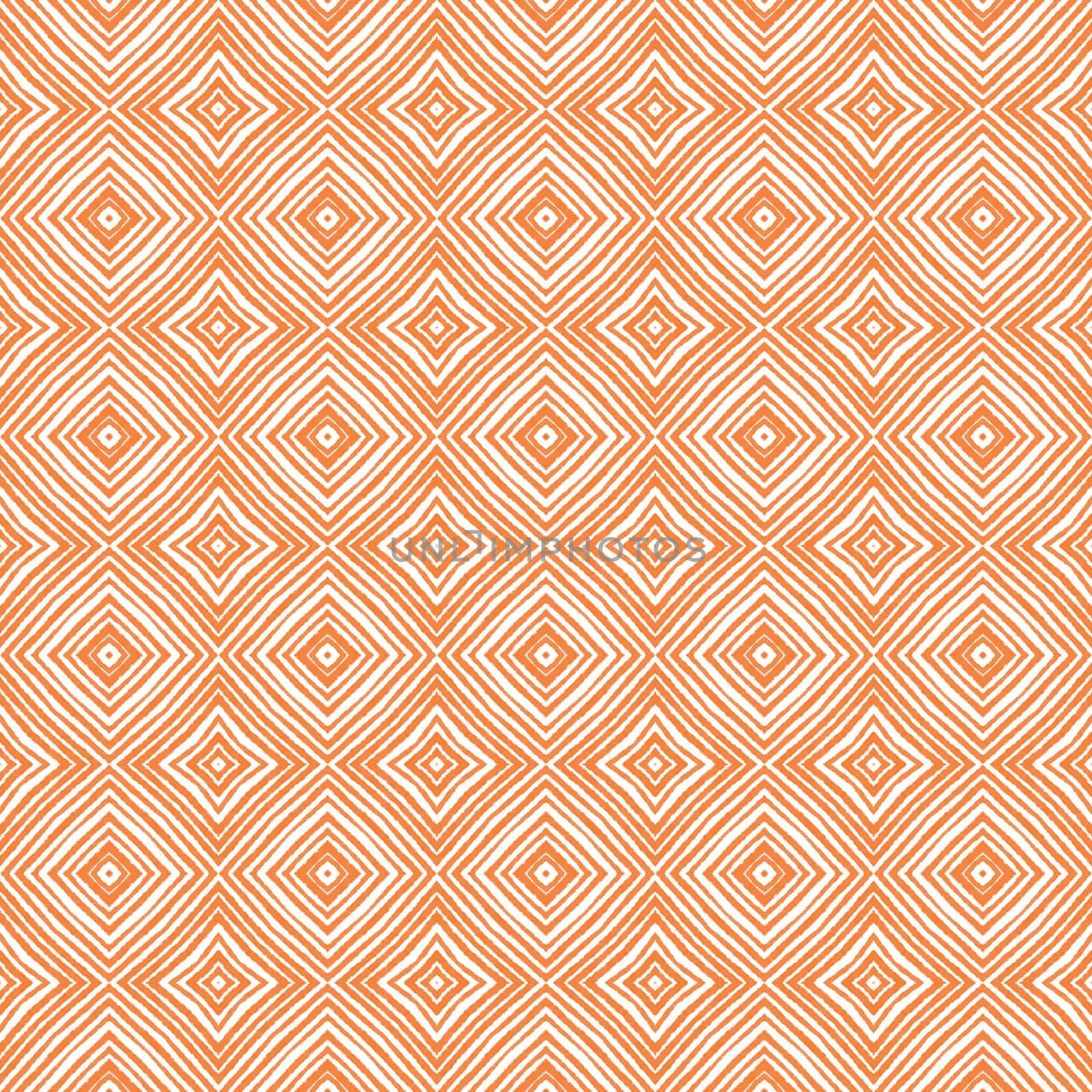 Chevron stripes design. Orange symmetrical kaleidoscope background. Geometric chevron stripes pattern. Textile ready sublime print, swimwear fabric, wallpaper, wrapping.