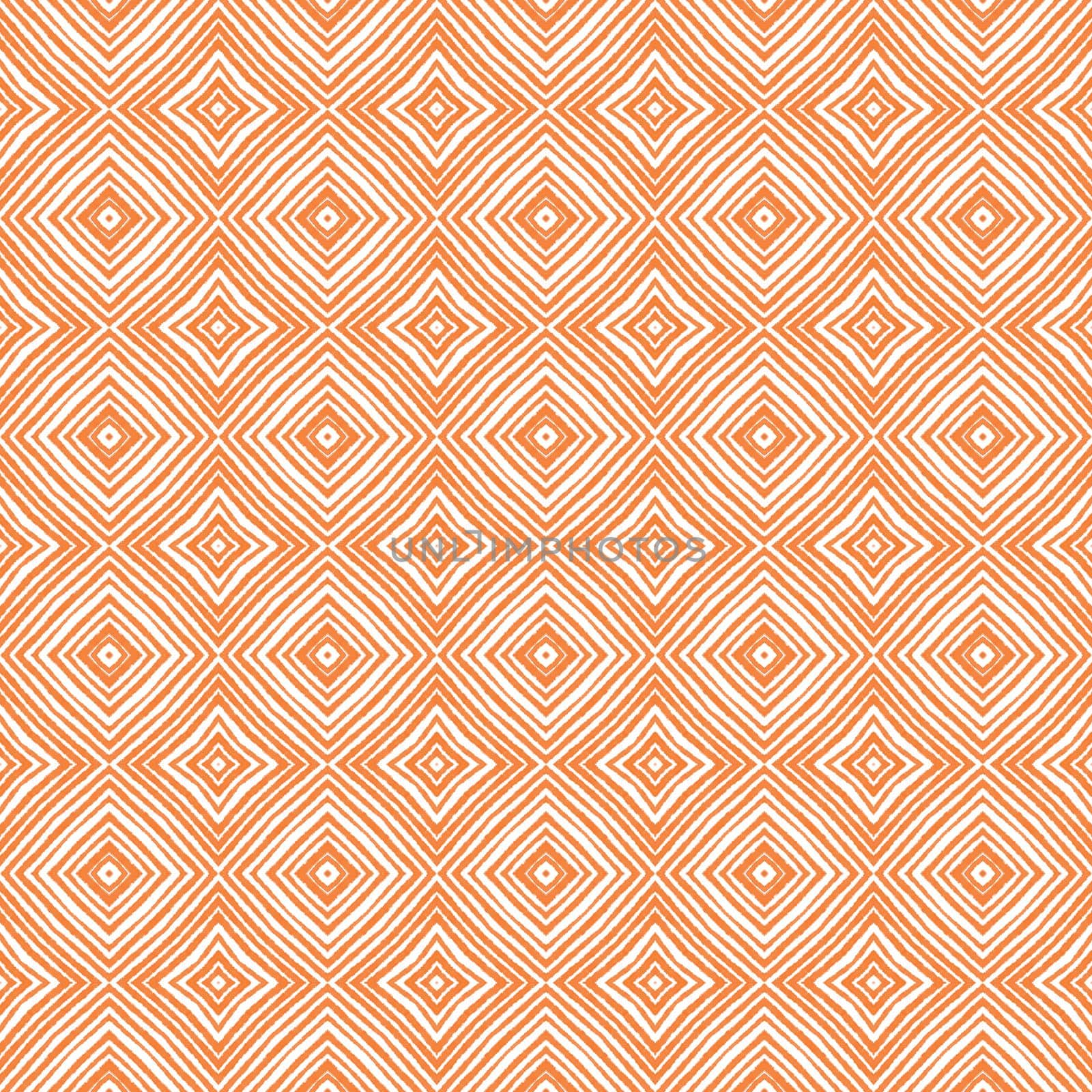 Chevron stripes design. Orange symmetrical kaleidoscope background. Geometric chevron stripes pattern. Textile ready sublime print, swimwear fabric, wallpaper, wrapping.