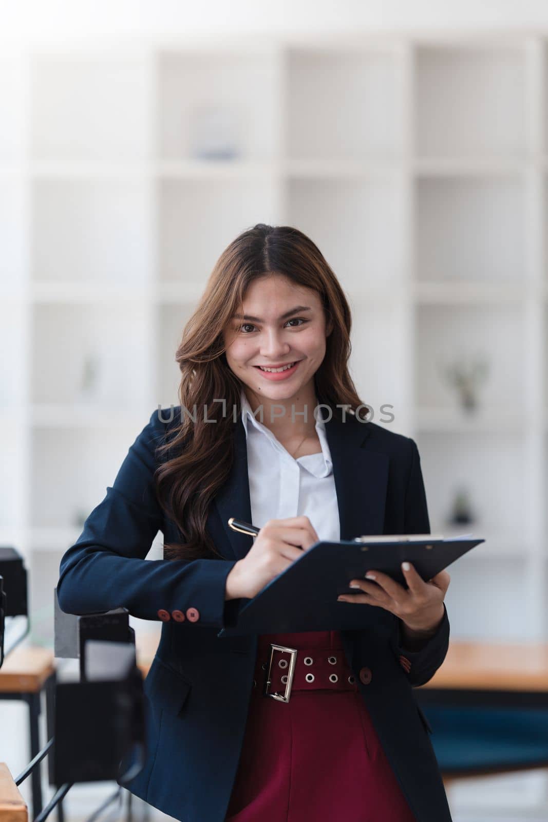 Smart business people working together with financial data in the digital tablet at co working space. finance and account concept.