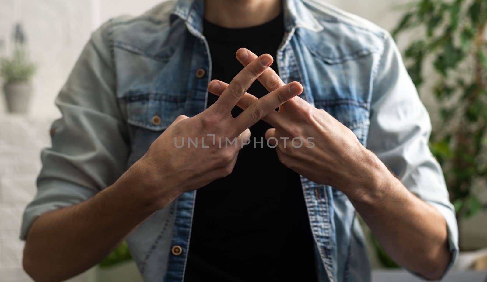 Adult Learning Sign Language For Deaf Disabled.