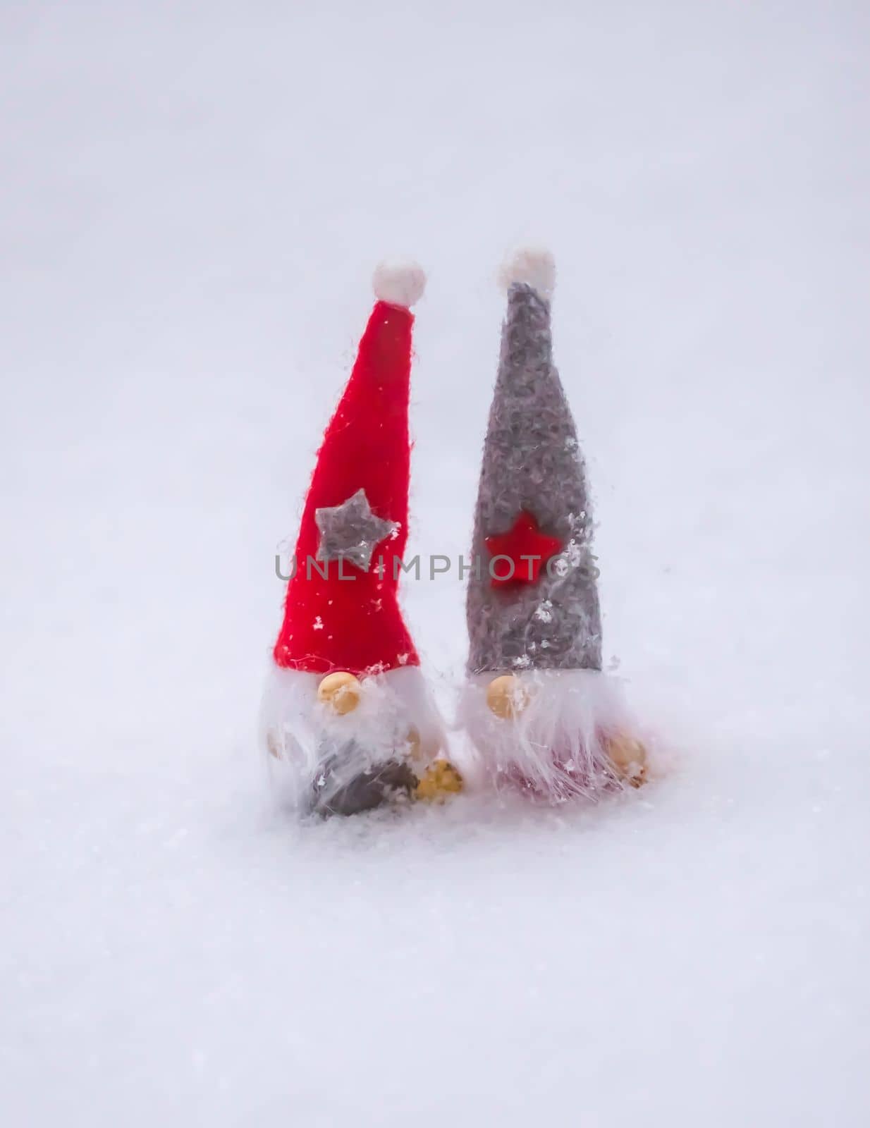 Cute gnomes in red hat. Decorative Christmas toys by nightlyviolet