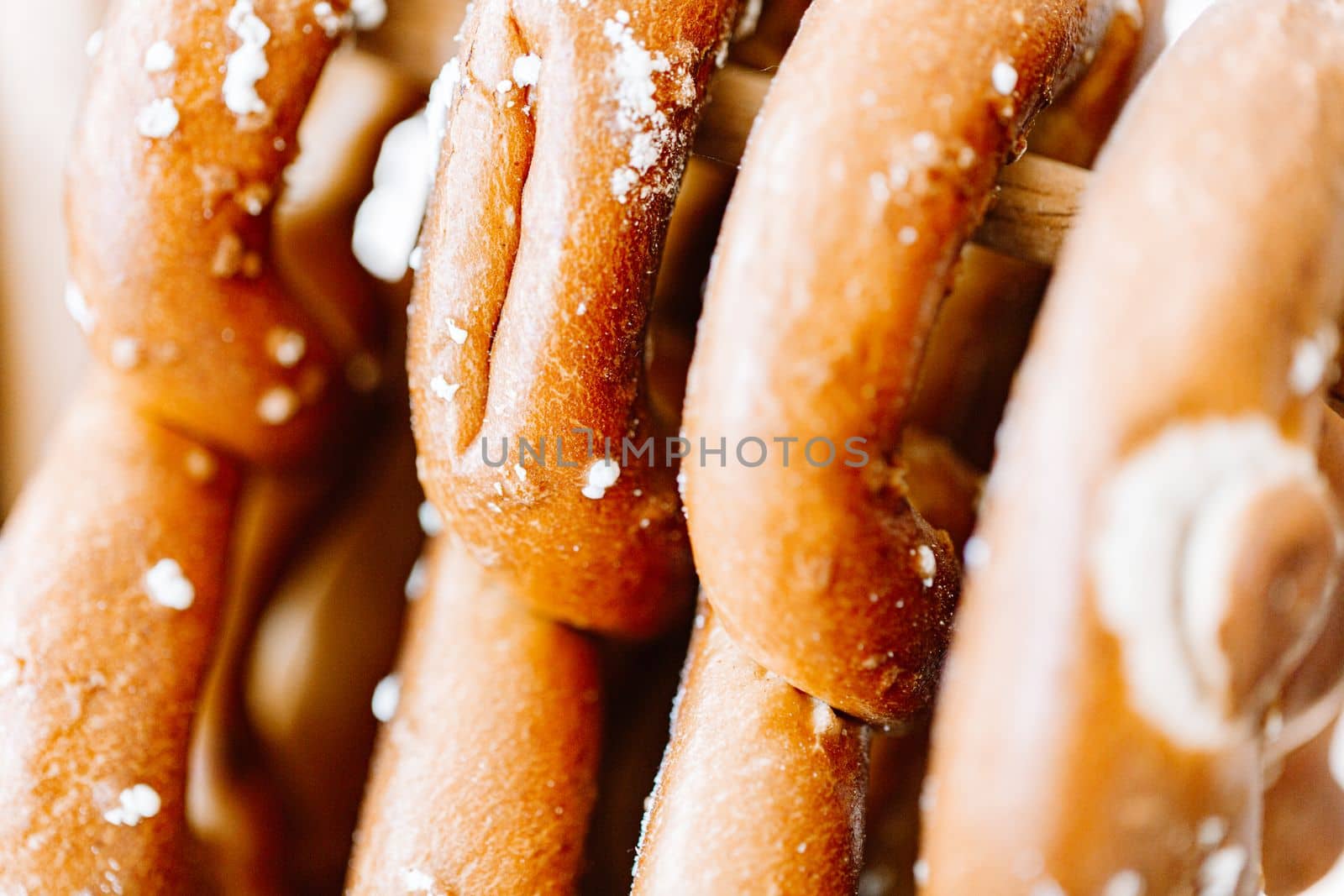 Bretzel or Pretzel, original German recipe. Poster banner for bakery coffee shop menu. Oktoberfest card. Copy space