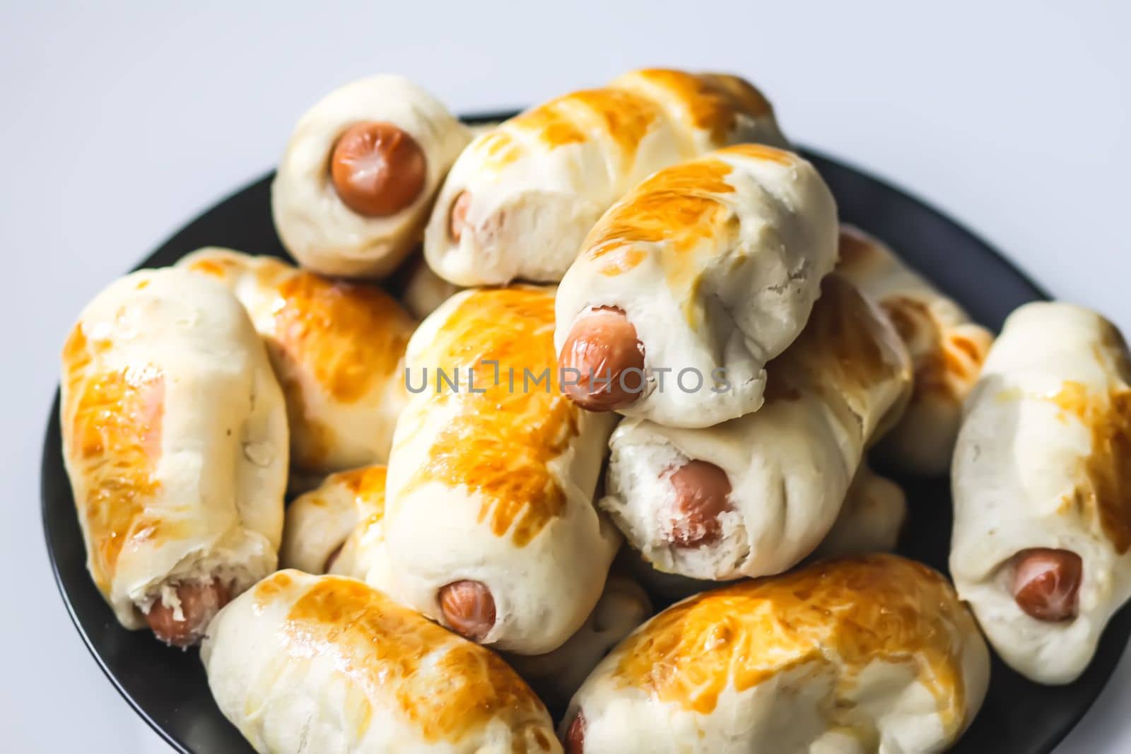 Wiener dough or piglets close up. Homemade food. by nightlyviolet