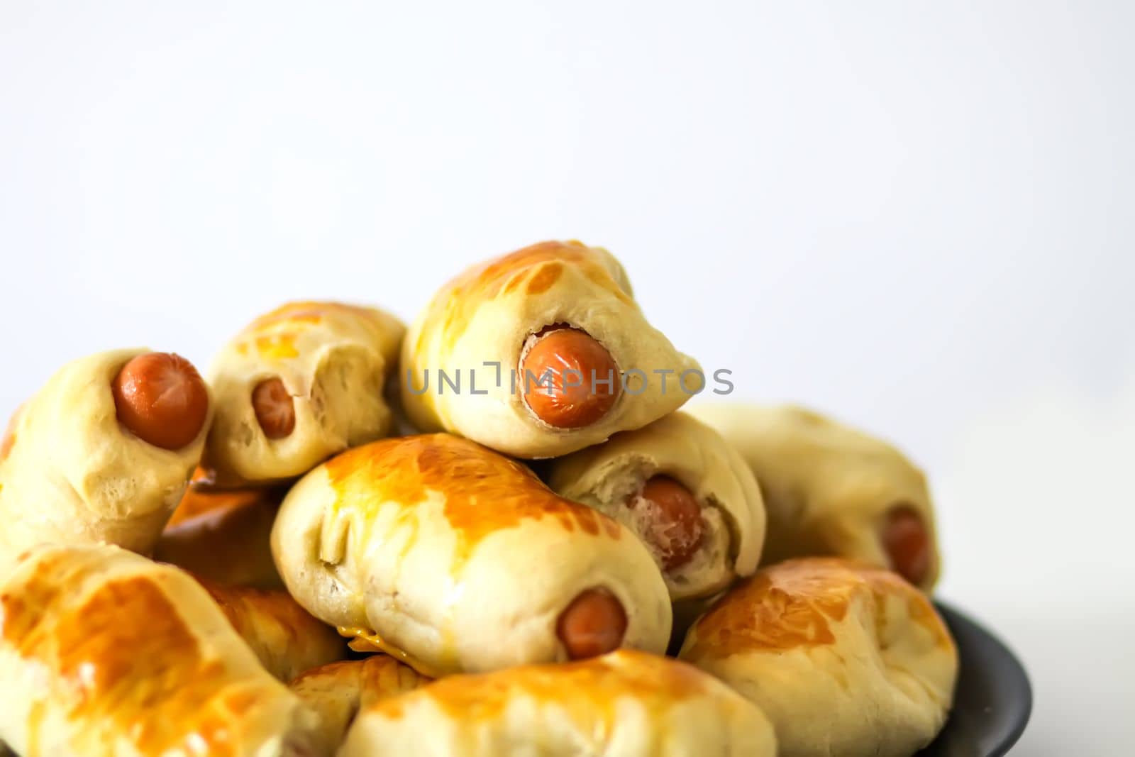 Wiener dough or piglets close up. Homemade food. by nightlyviolet