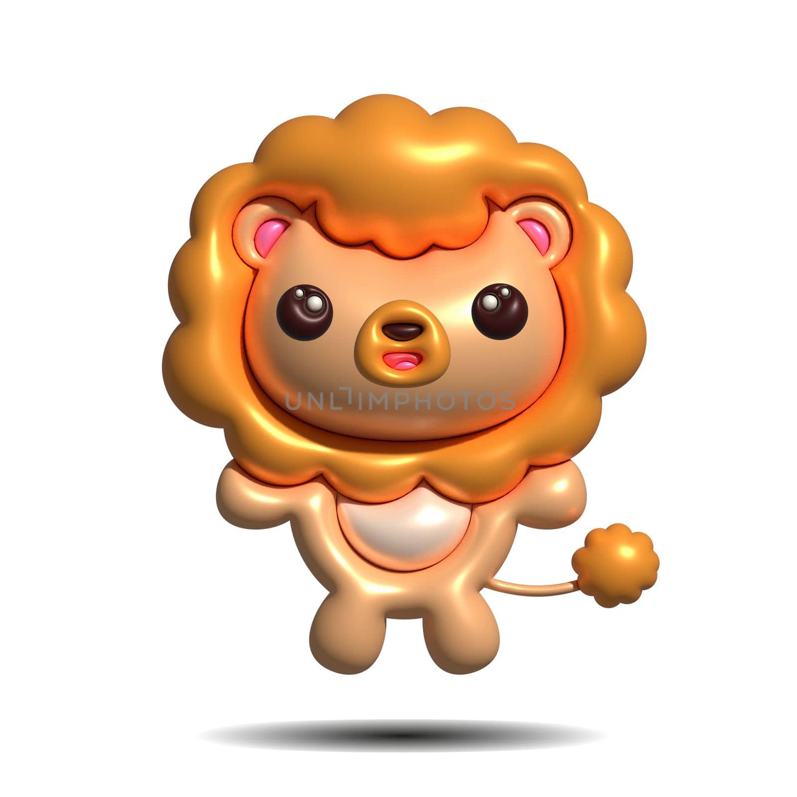 Cute Character happy jumping Lion. 3d illustration. by AnastasiaPen