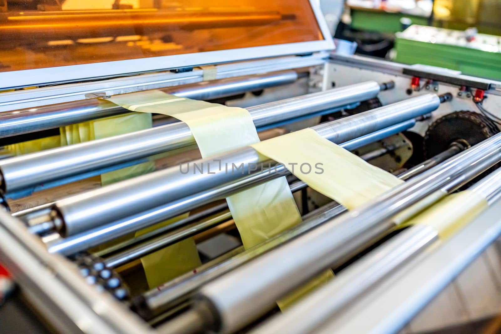 production of plastic bags in the factory.
