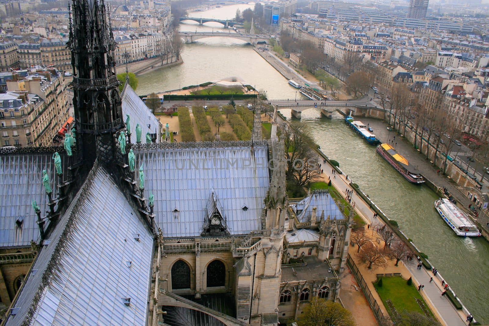 Notre Dame cathedral in Paris at autumn peaceful sunrise, France by positivetravelart