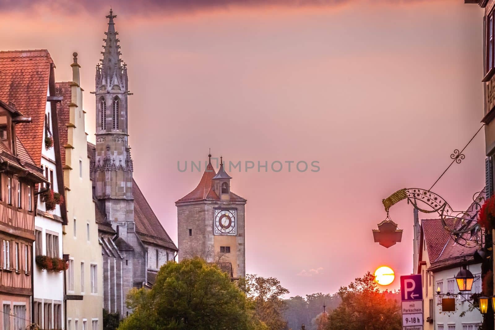 Rothenburg ob der Tauber at sunrise, Historical Franconia in Bavaria, Germany by positivetravelart