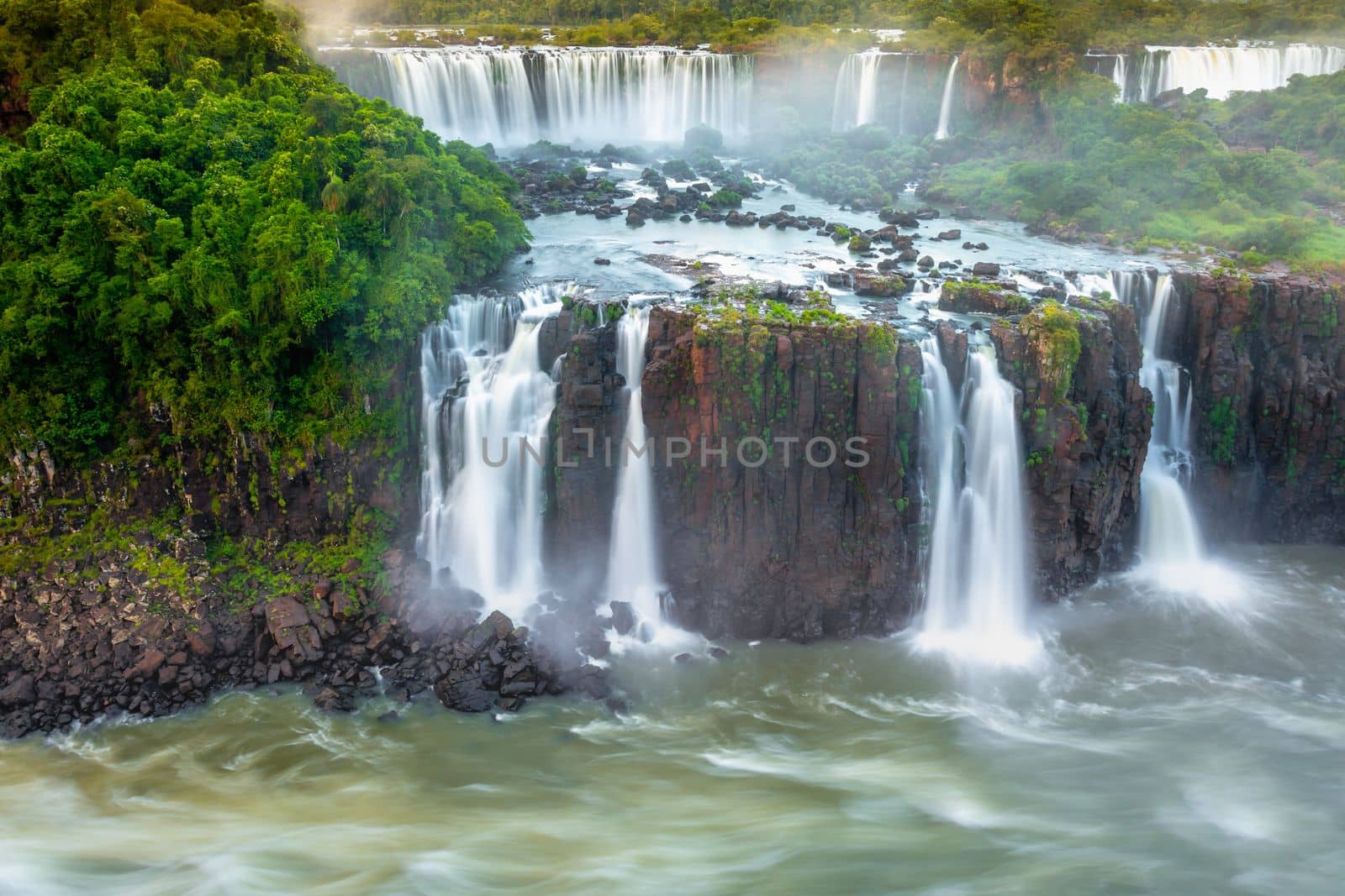 Dramatic Iguacu falls on Argentina Side from southern Brazil side, South America
