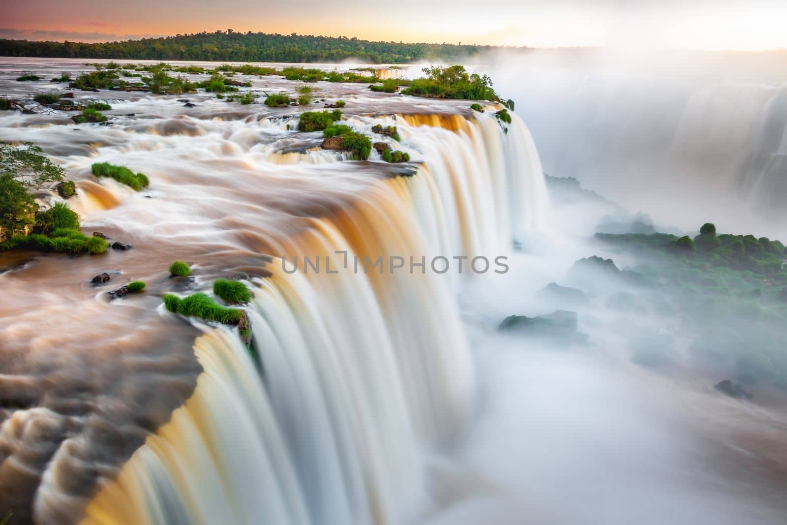 Dramatic Iguacu falls on Argentina Side from southern Brazil side, South America