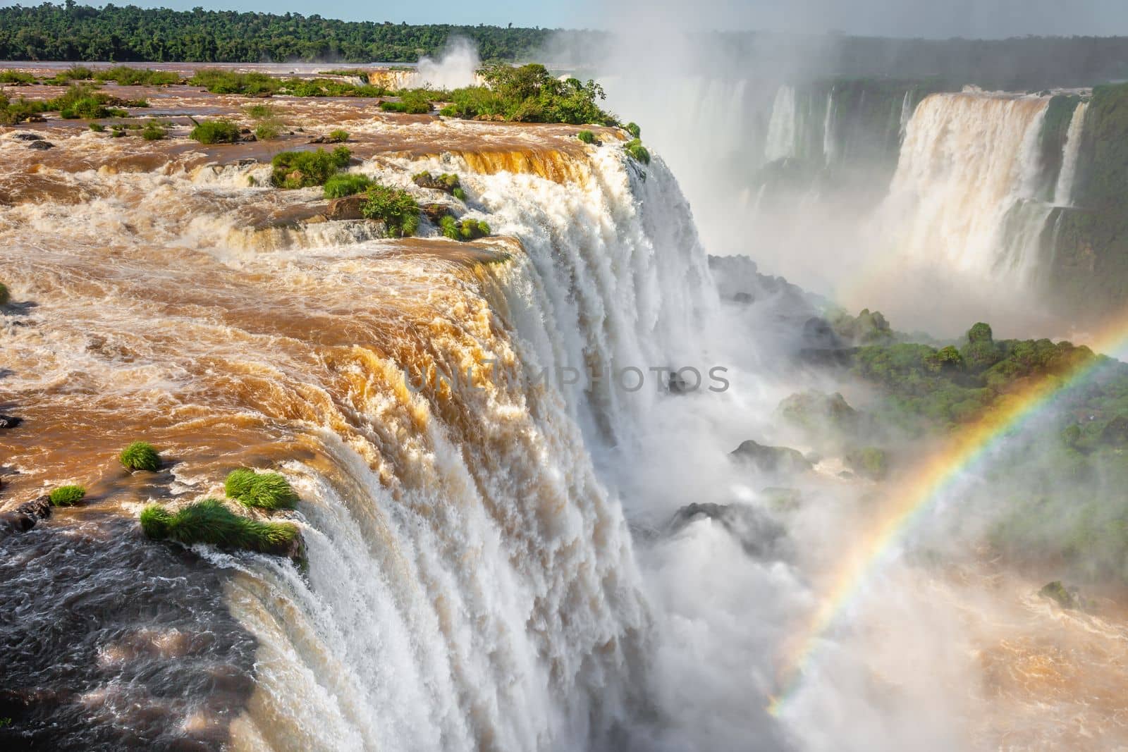 Dramatic Iguacu falls on Argentina Side from southern Brazil side, South America