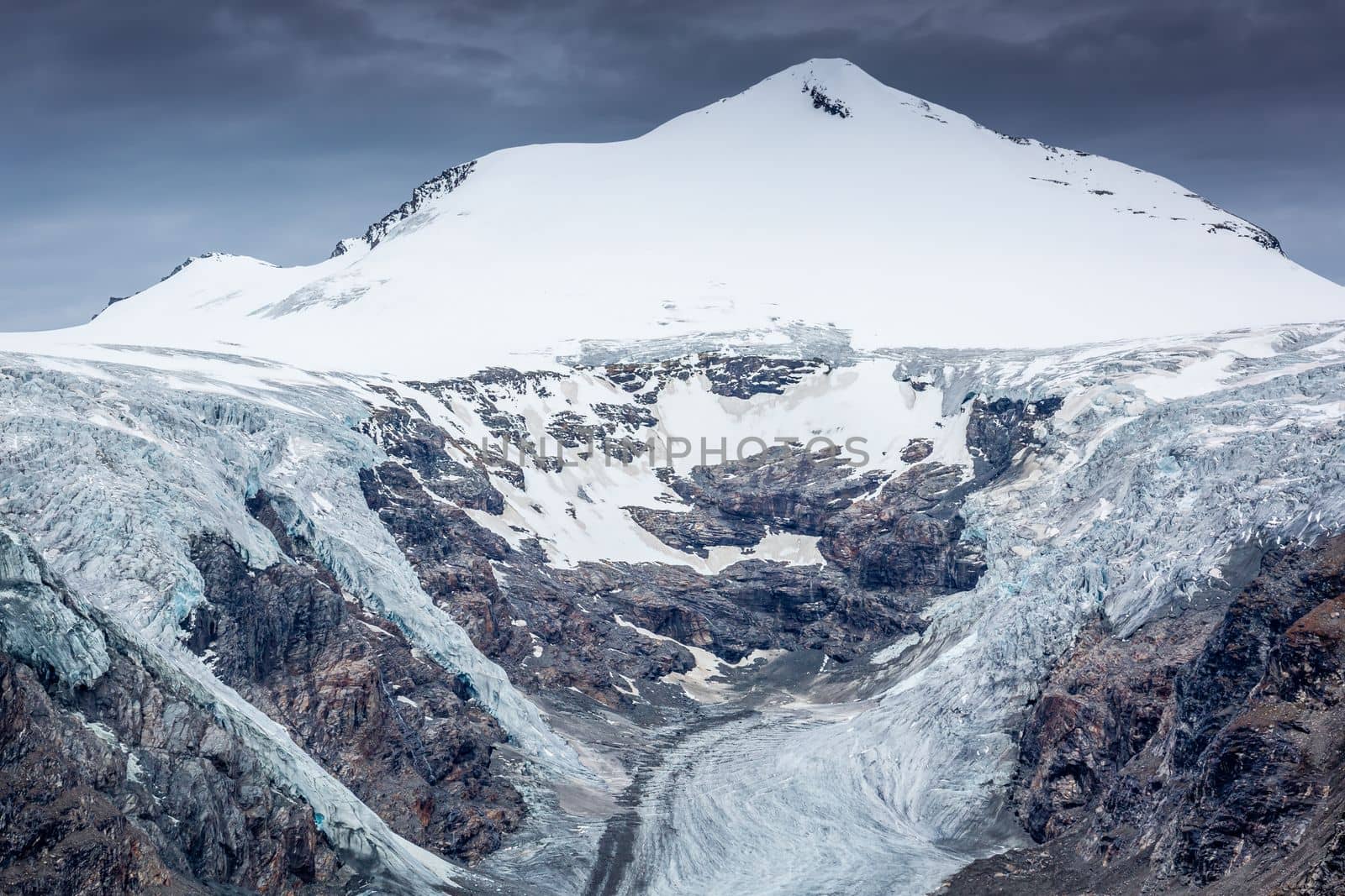 Pasterze Glacier in Hohe Tauern mountain Range and Johannisberg summit, Grossglockner road , Austria