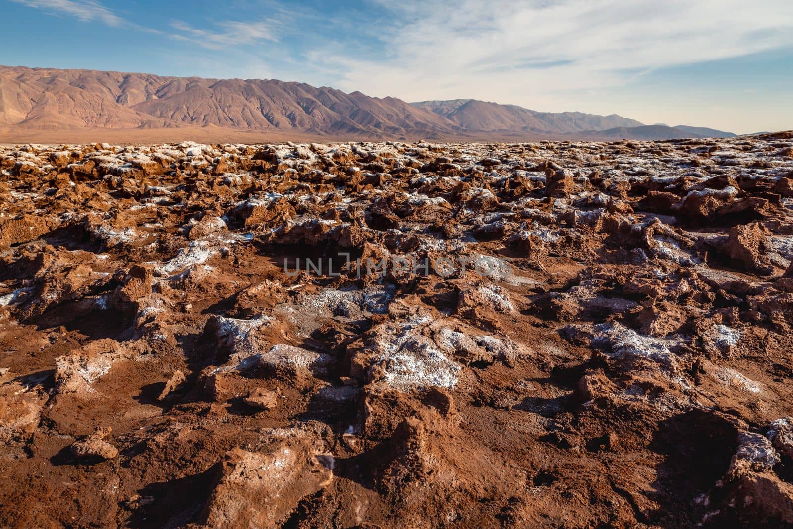 Atacama Desert dramatic volcanic landscape at Sunset, Northern Chile, South America