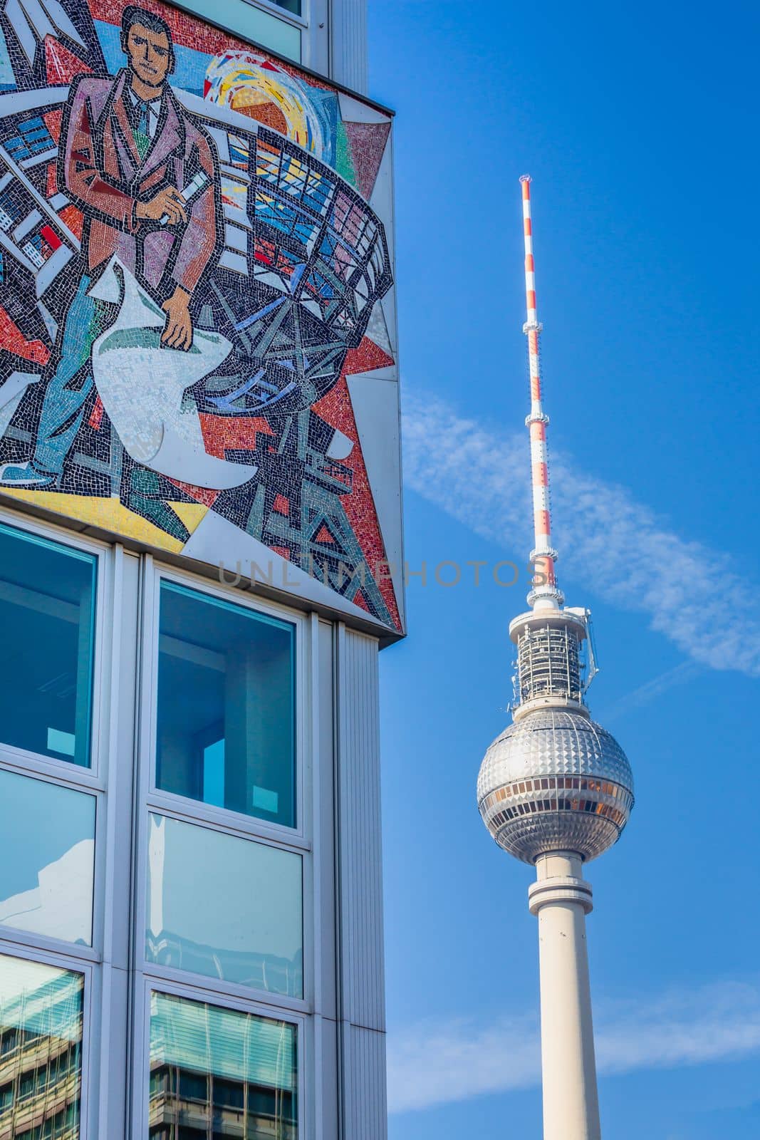 Soviet mural in The Teacher House and Congress Hall , Alexanderplatz , Berlin, Germany