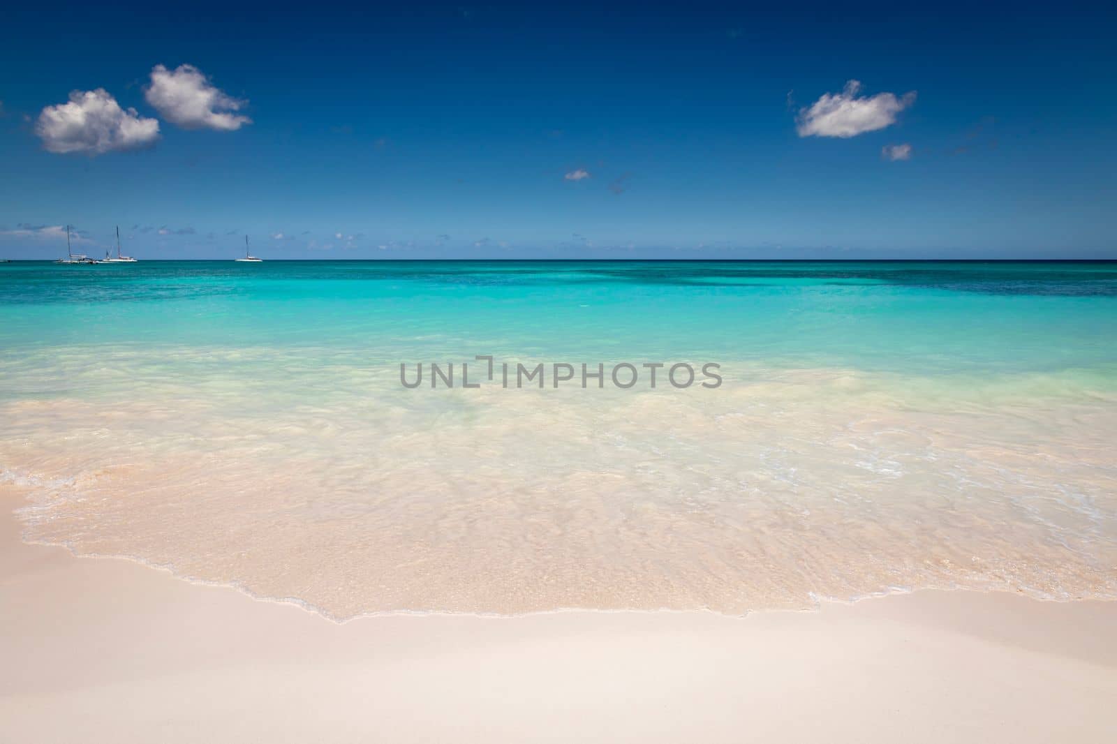 Tropical beach in caribbean sea, idyllic Saona island, Dominican Republic by positivetravelart