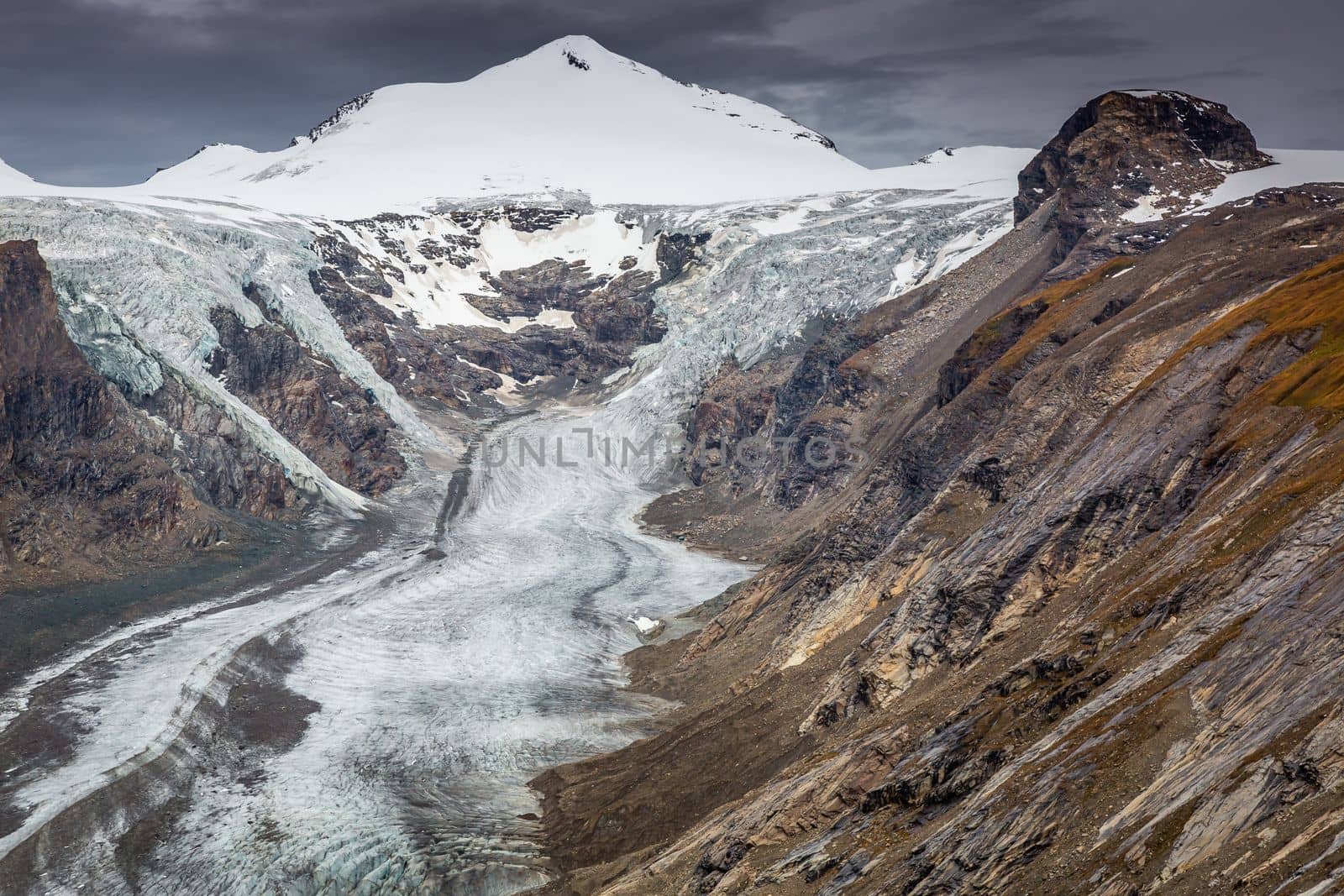 Pasterze Glacier in Hohe Tauern mountain Range and Johannisberg summit, Grossglockner road , Austria