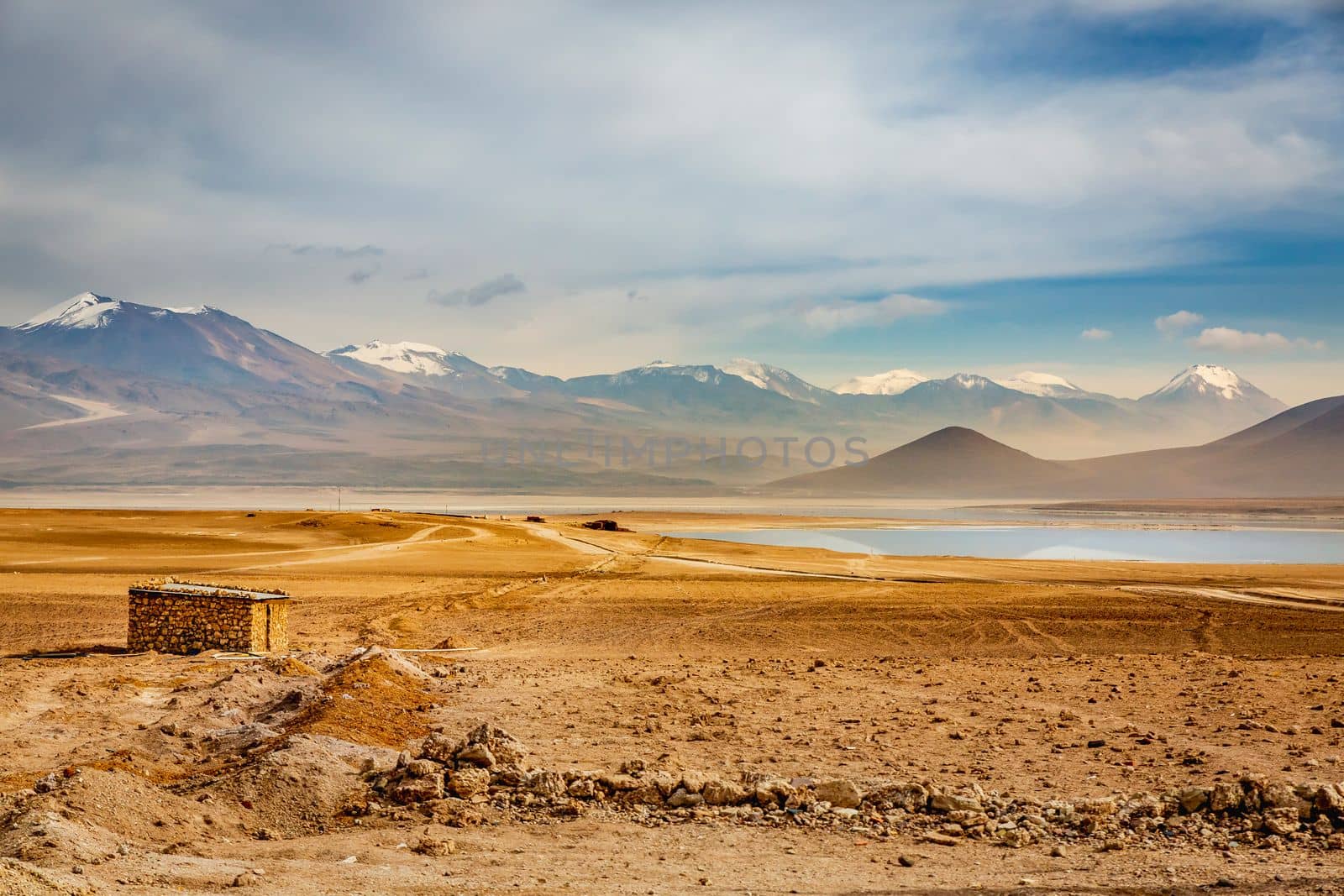 Altiplano volcanic landscape of Potosi Region with lakes and valleys, Bolivia, South America