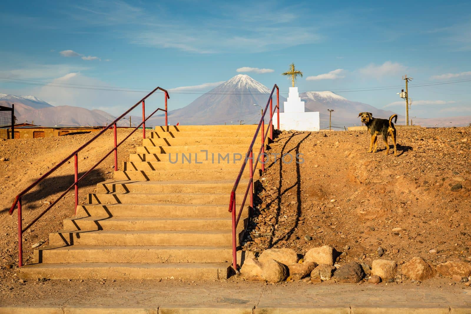 Atacama Desert dramatic volcanic landscape at Sunset, Northern Chile, South America