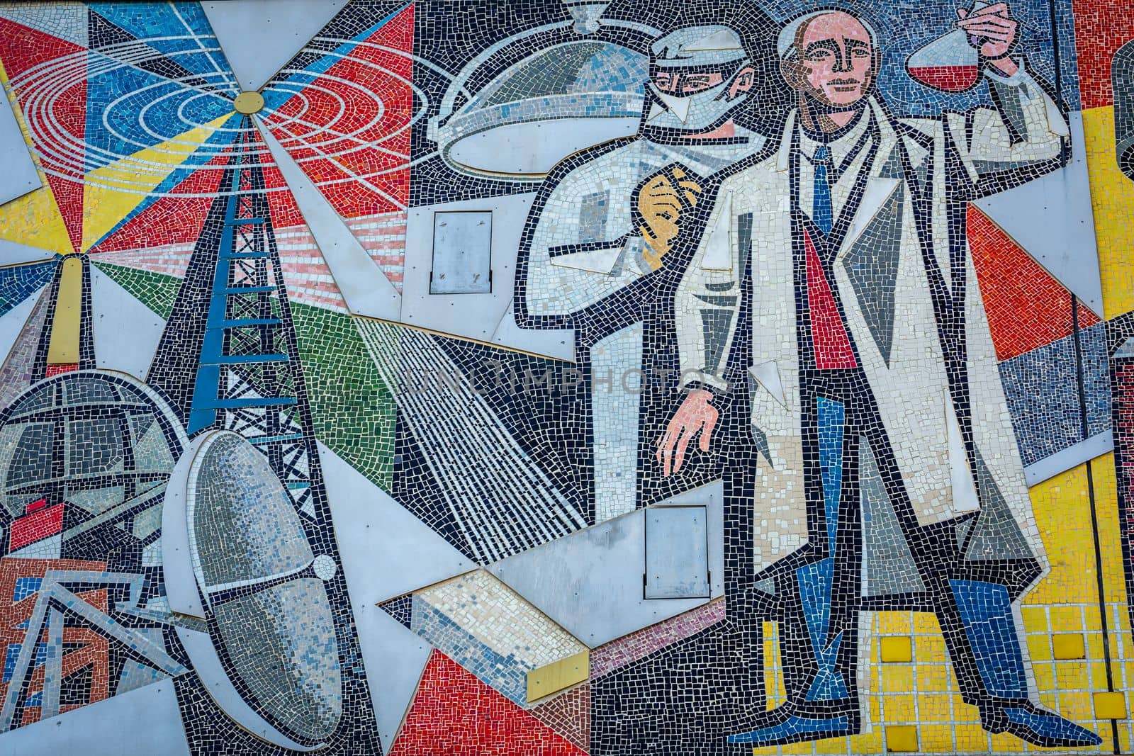 Soviet mural in The Teacher House and Congress Hall , Alexanderplatz , Berlin, Germany