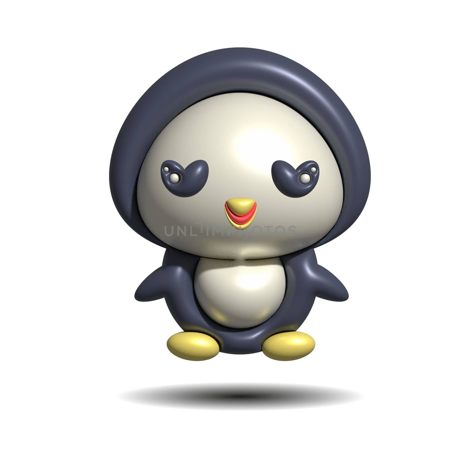 Cute Character happy jumping Penguin. 3d illustration. by AnastasiaPen