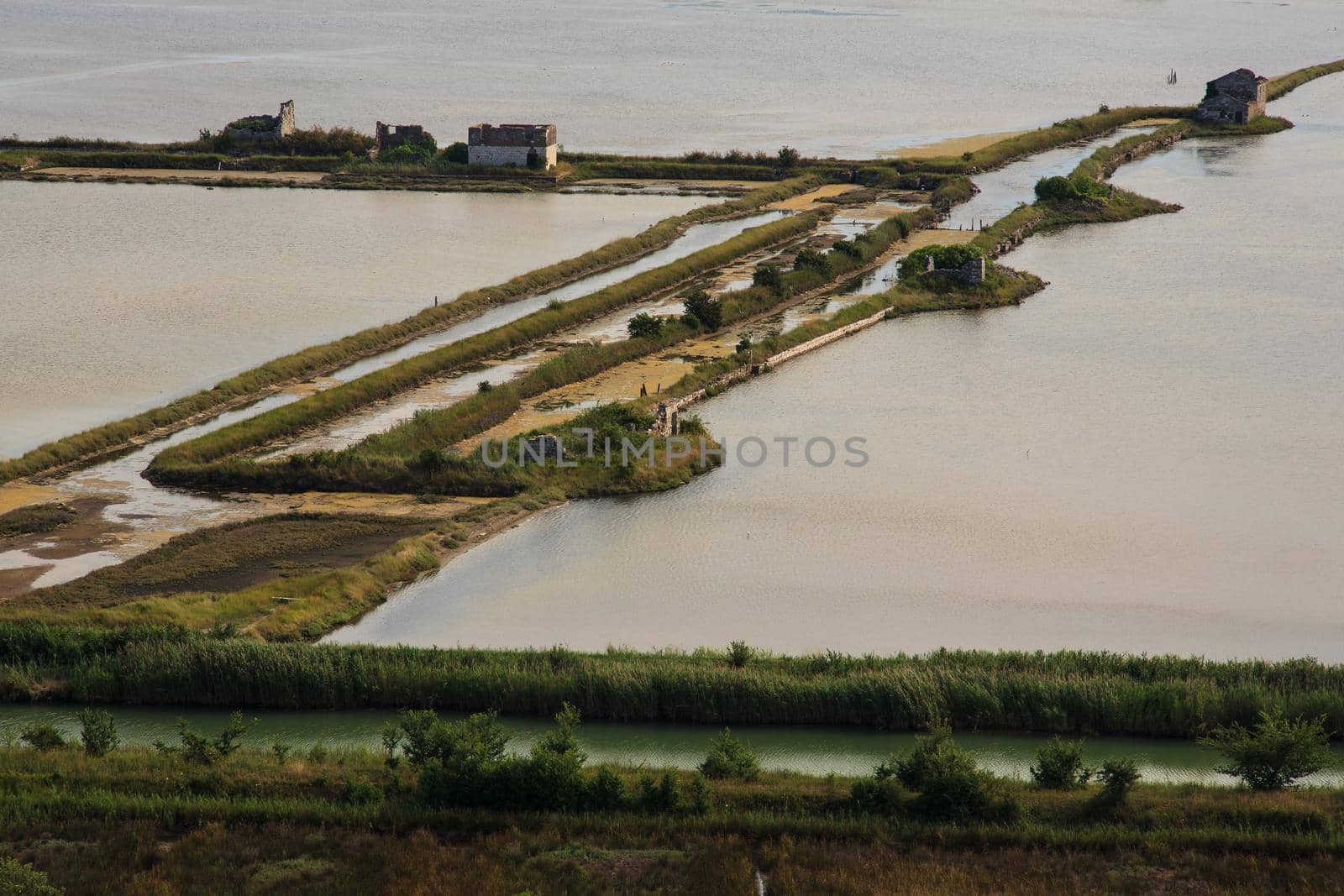 View of Secovlje Saltpans Natural Park in Slovenia