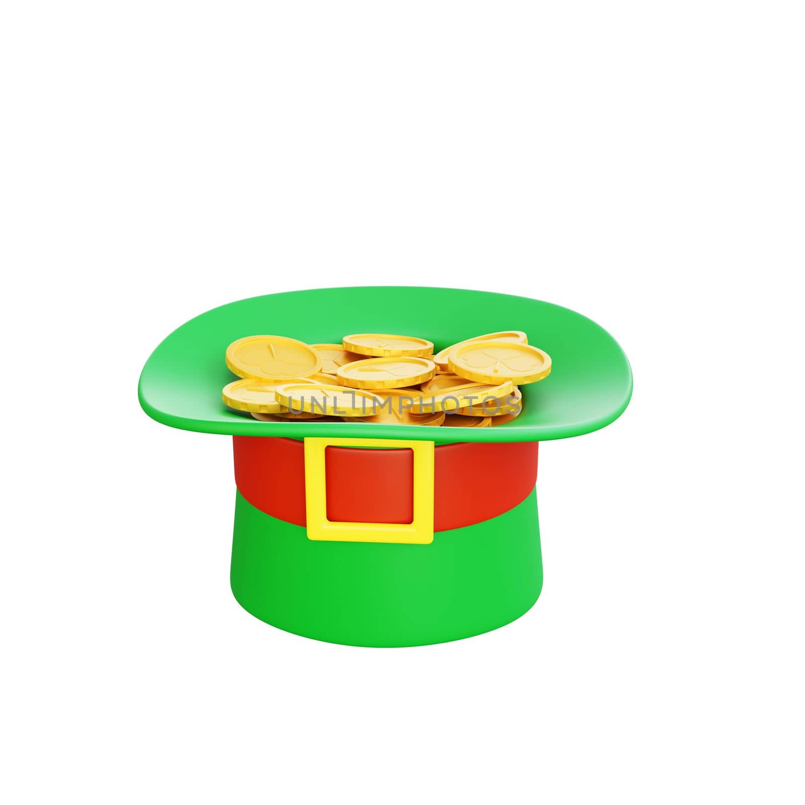 3d rendering of st patrick day hat with gold icon by Rahmat_Djayusman