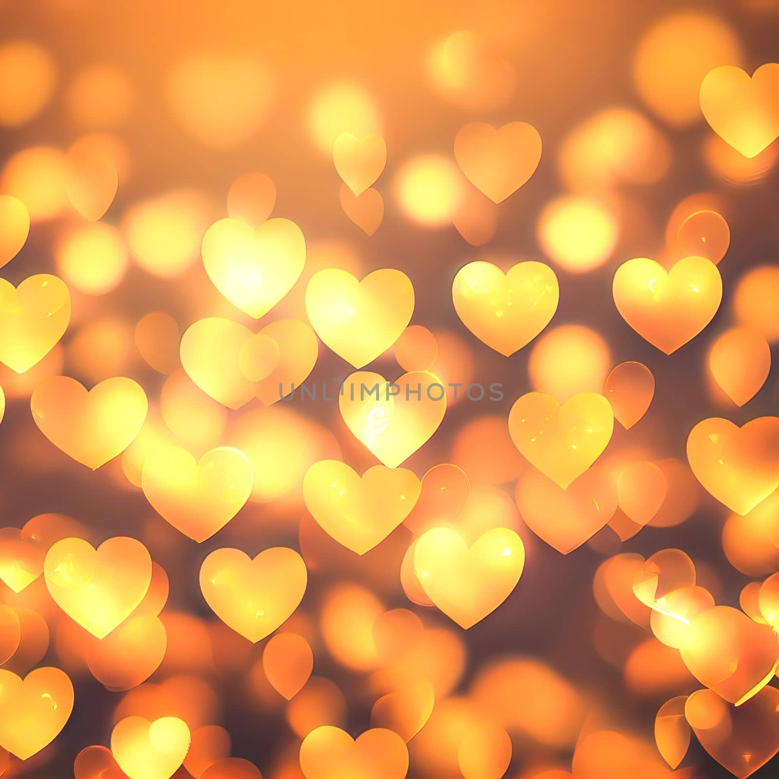 Abstract texture of bokeh heart shaped light. Love Valentine day concept. Sparkling light background by FokasuArt