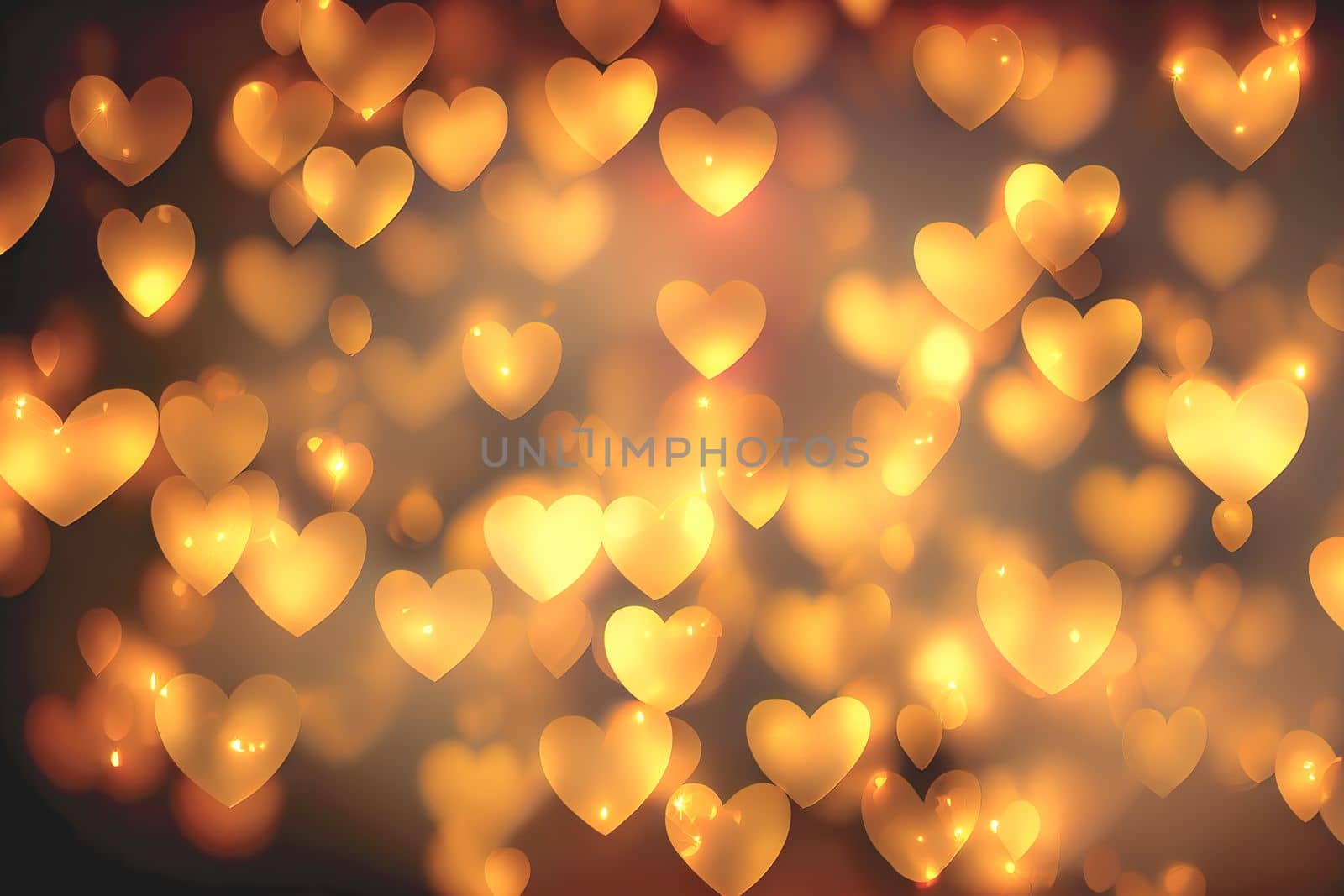 Abstract texture of bokeh heart shaped light. Love Valentine day concept. Sparkling light background by FokasuArt