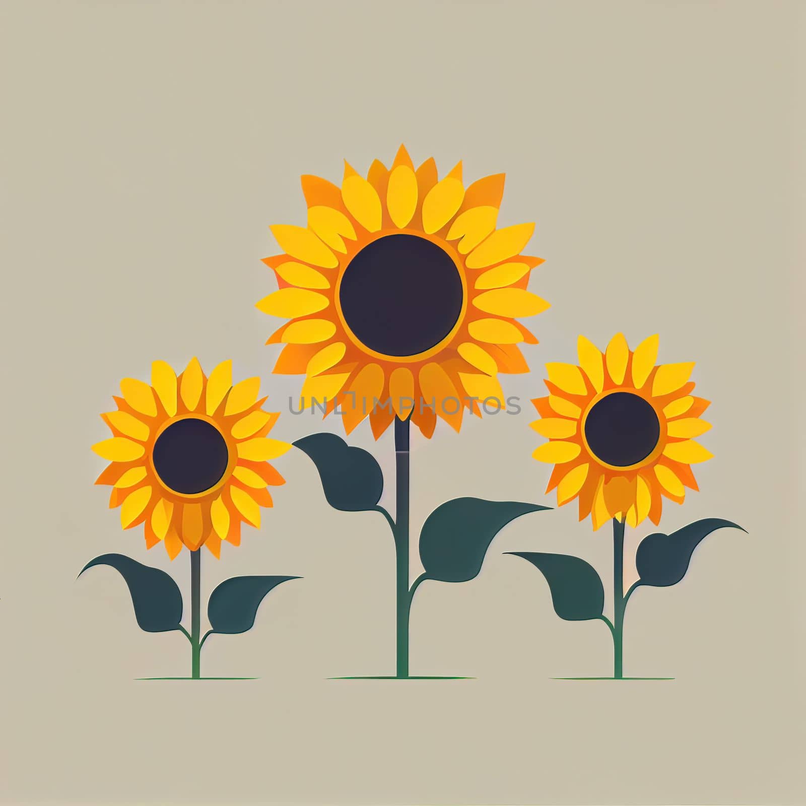 Simple icons of spring flowers. Sunflowers for Valentine's day isolated background by FokasuArt