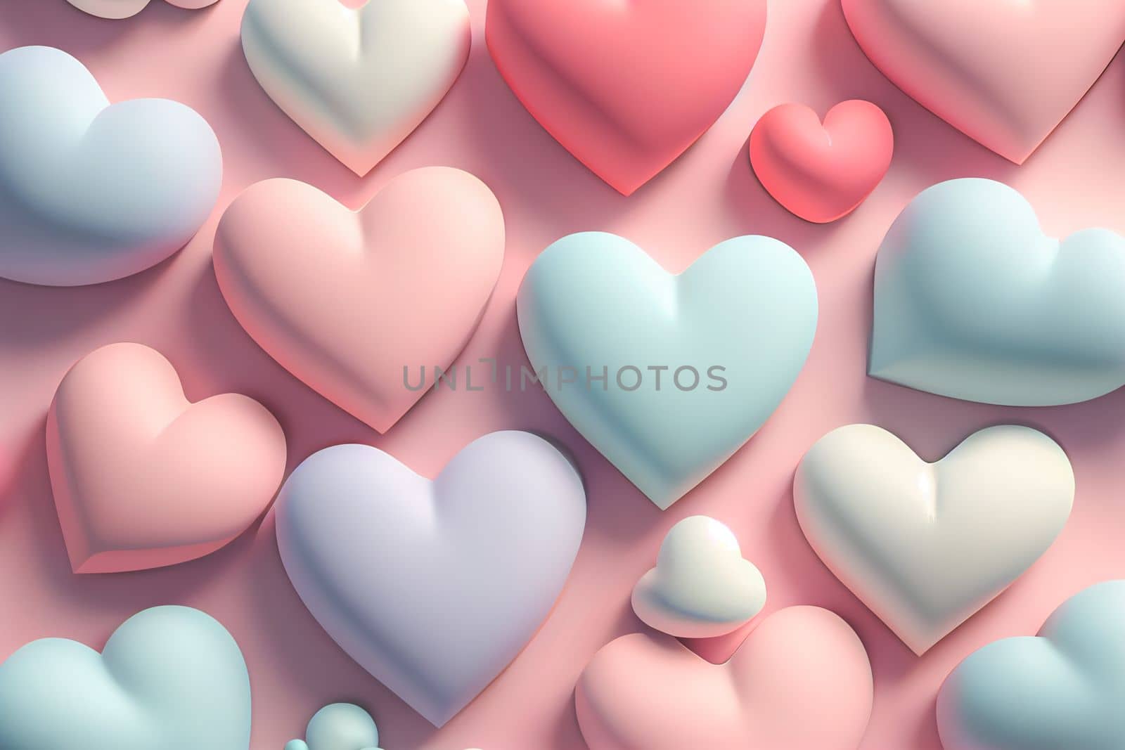 Holiday Greeting Card for Valentine Day with pastel background. Love valentine concept 3d render. by FokasuArt