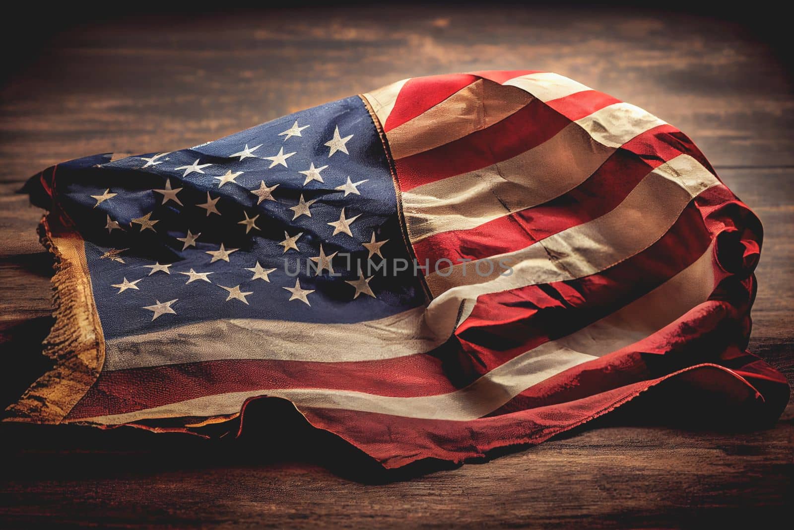 Happy Presidents Day concept with the American flag on a vintage background and copy space