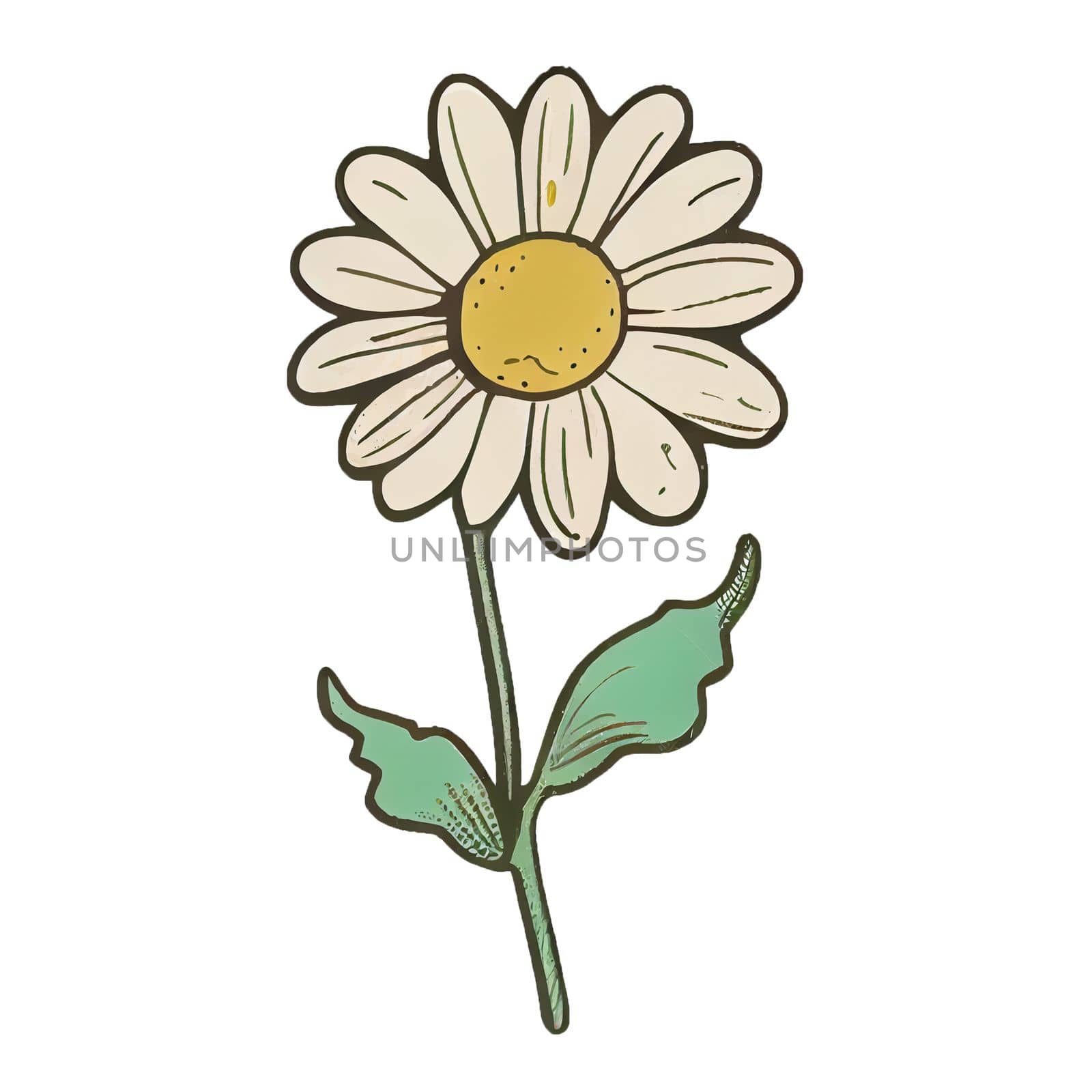 Cute flower hand drawn element, for decorating  Valentines Day or Mothers Day card. Sticker design.