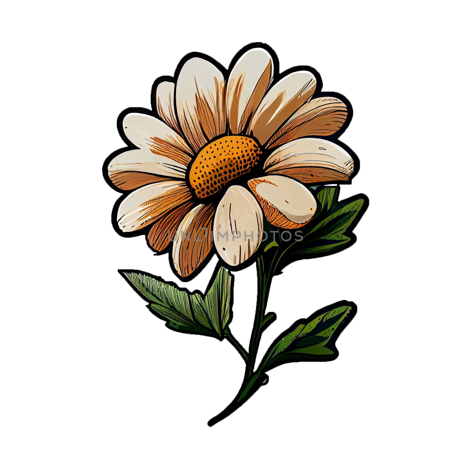 Cute flower hand drawn element, for decorating  Valentines Day or Mothers Day card. Sticker design.
