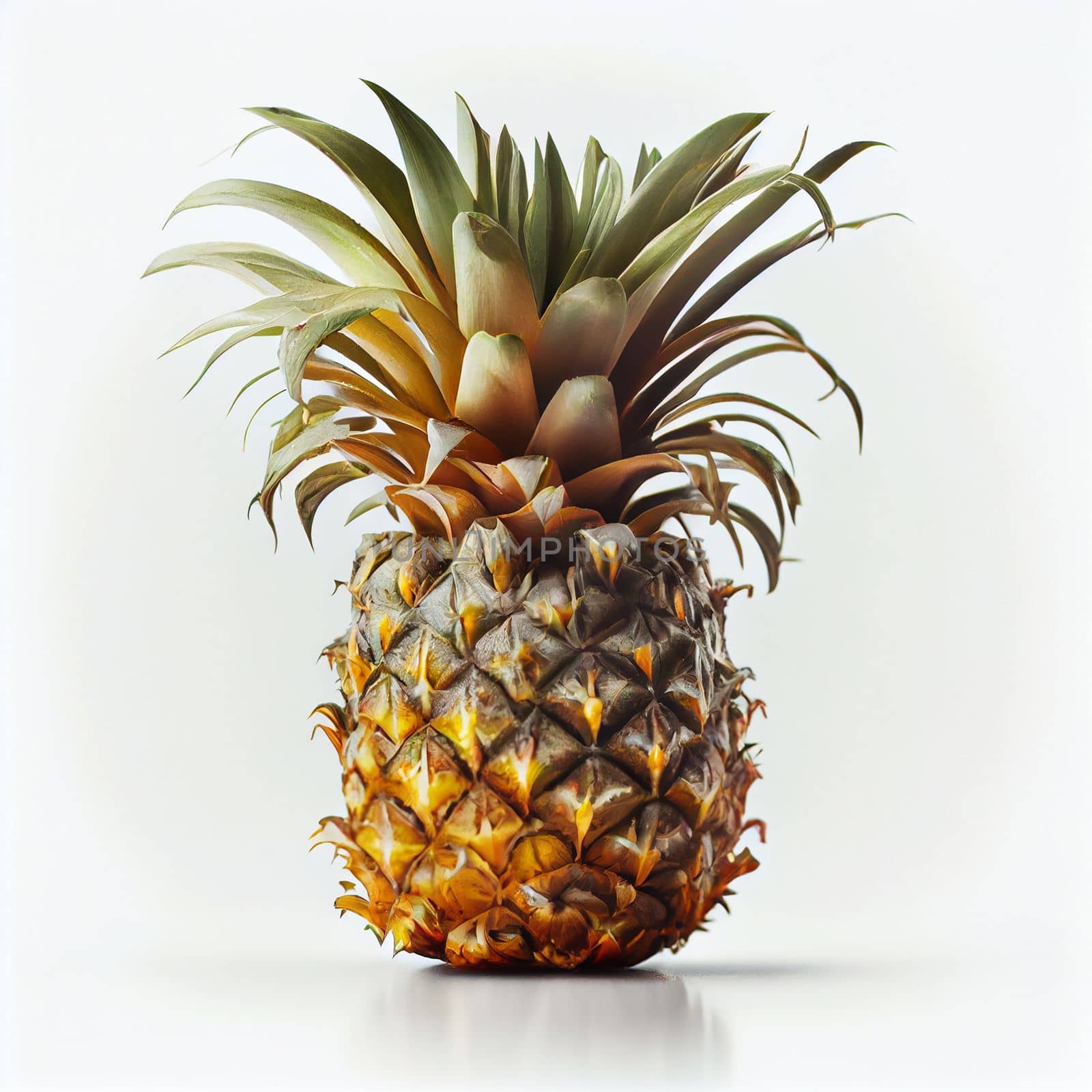 Pineapple fruit isolated on white background. by FokasuArt