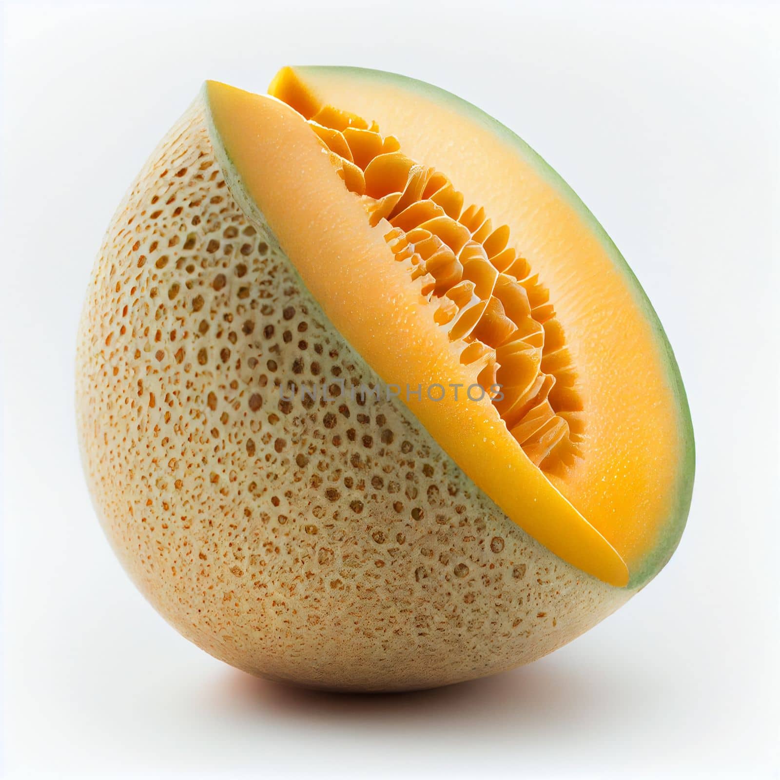 Cantaloupe fruit isolated on white background. by FokasuArt