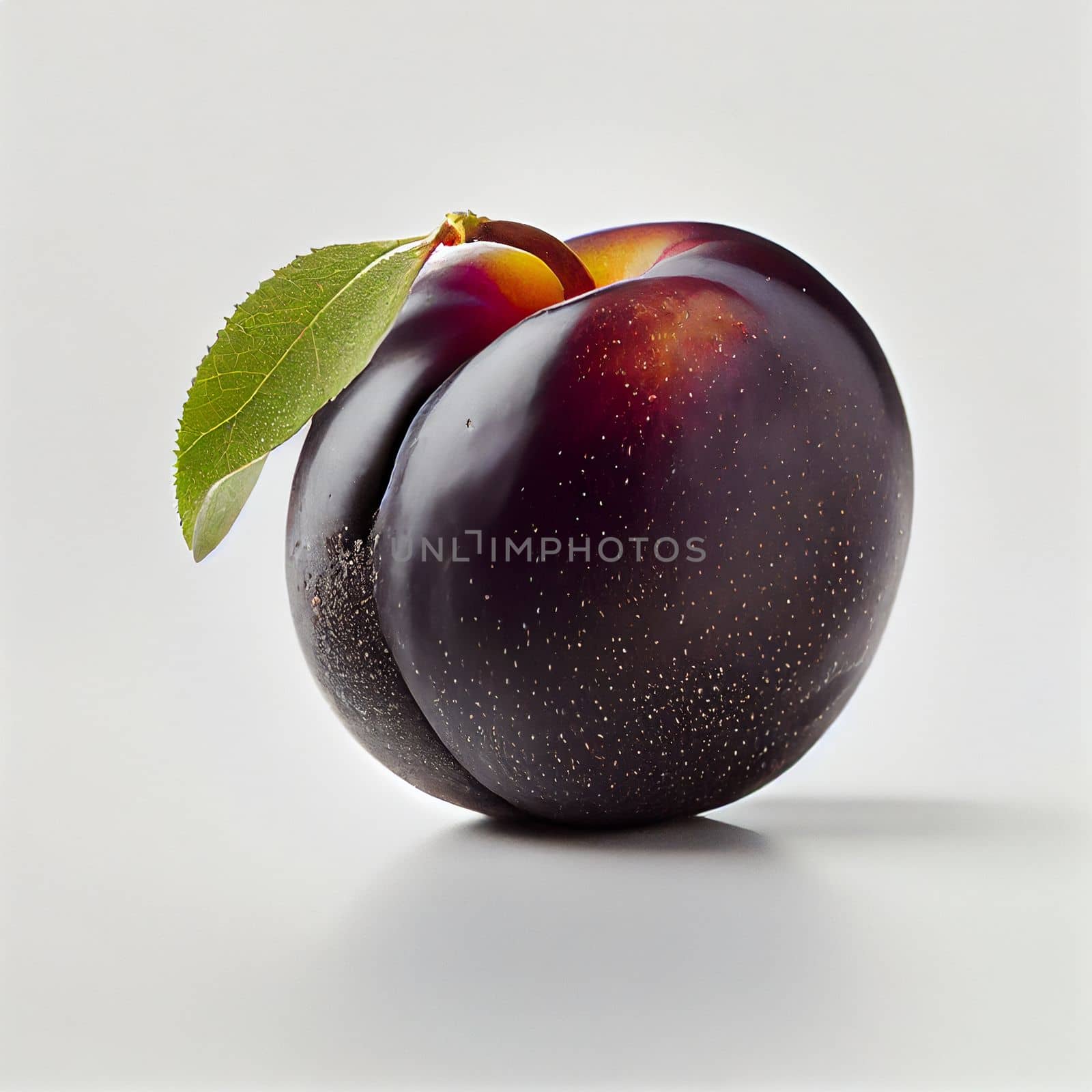Plum fruit isolated on white background. by FokasuArt