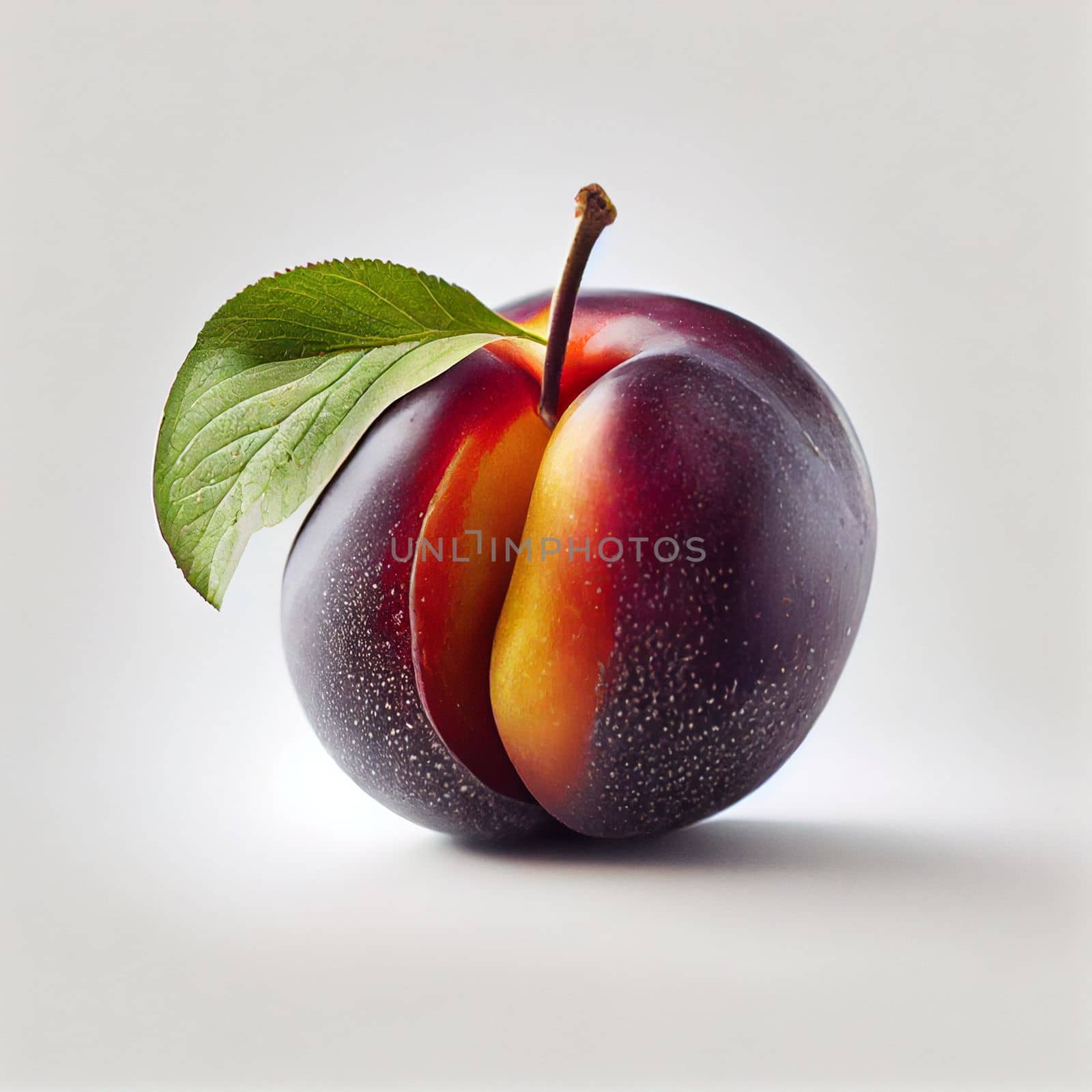 Plum fruit isolated on white background.