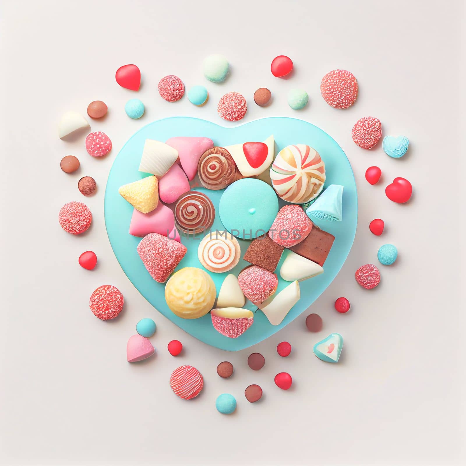 Close up shot of sweets for Valentine's Day background with copy space. Gift ideas for Valentine. by FokasuArt