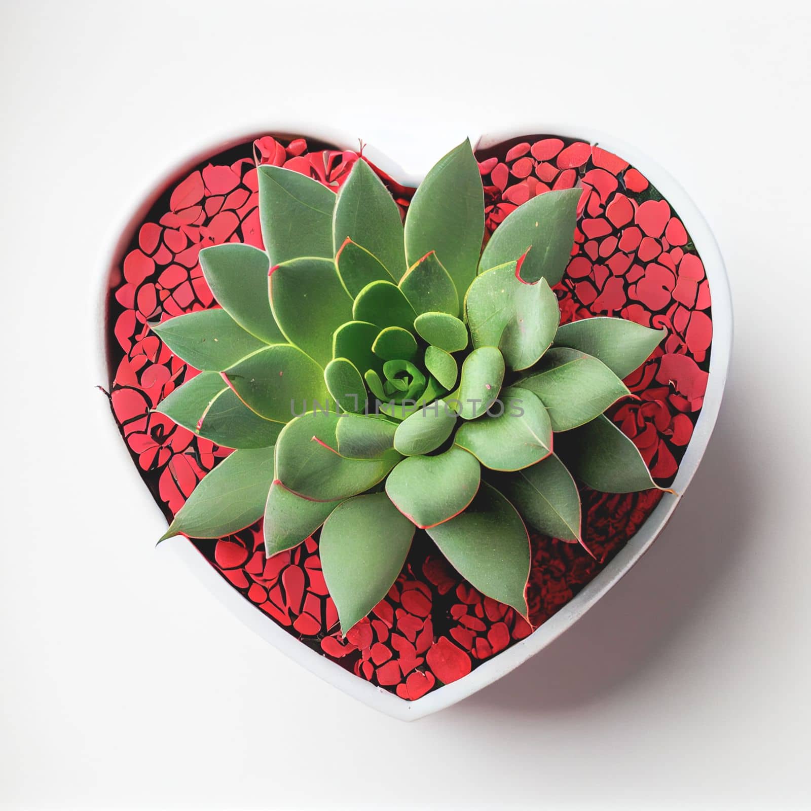 Top view shot of potted plant for Valentine's Day background with copy space. Gift ideas for Valentine. by FokasuArt