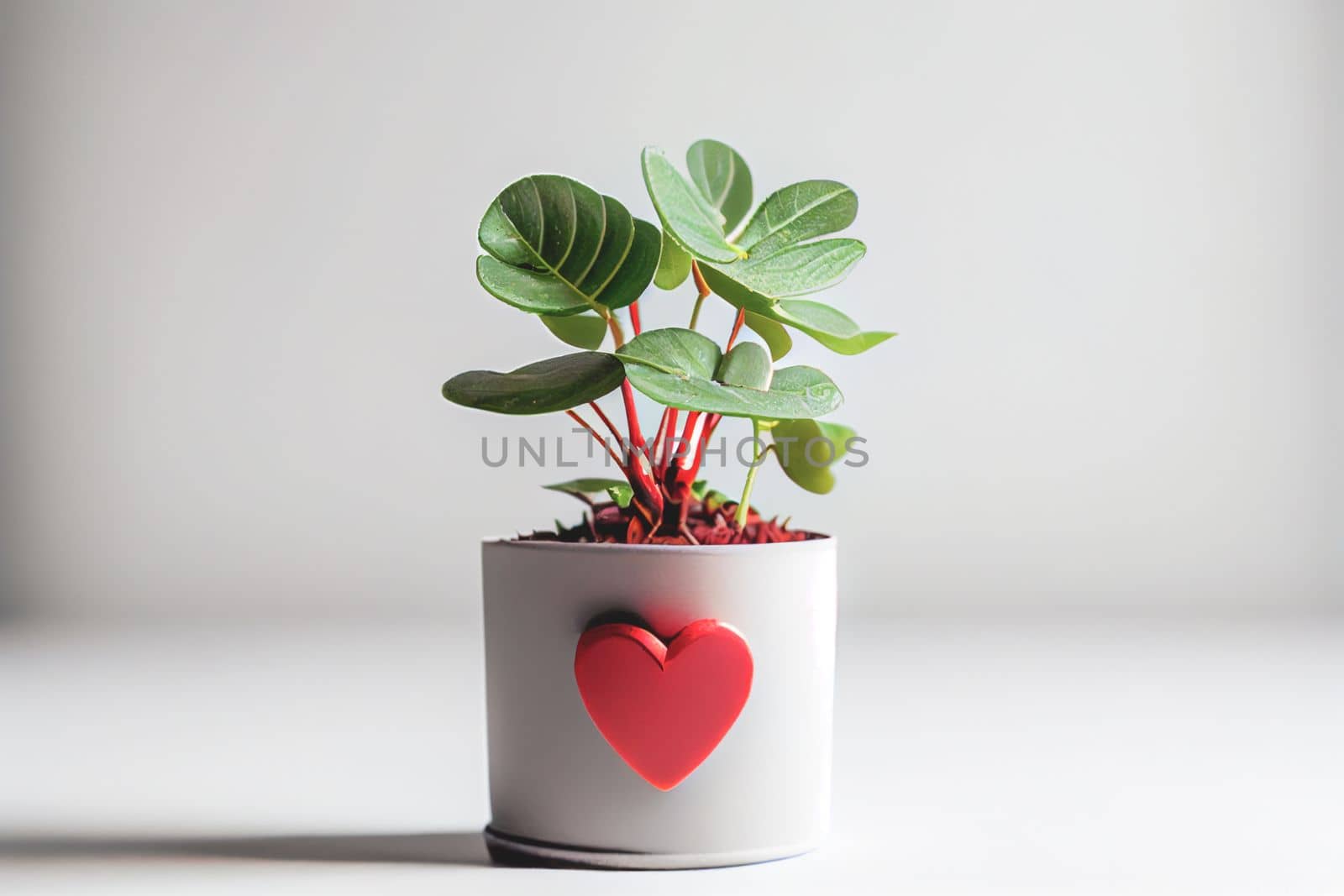 Close up shot of potted plant for Valentine's Day background with copy space. Gift ideas for Valentine. by FokasuArt