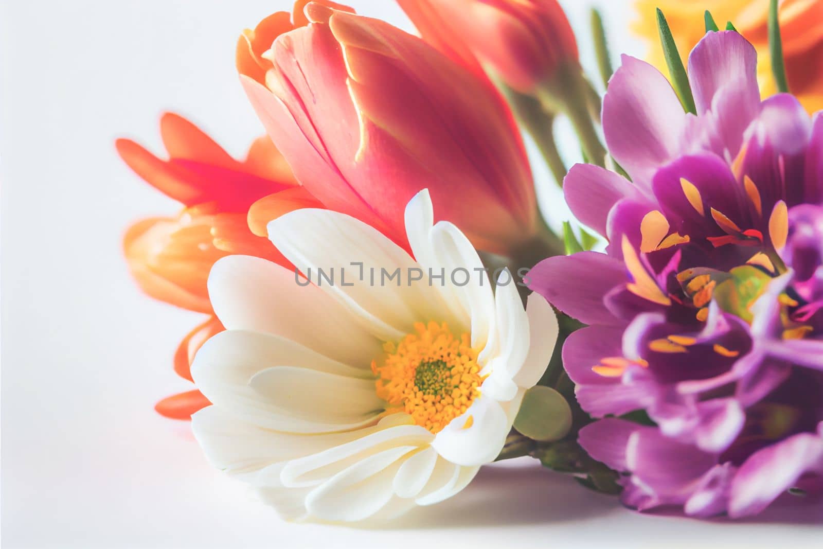 Close up shot of fresh flowers for Valentine's Day background with copy space. Gift ideas for Valentine. by FokasuArt