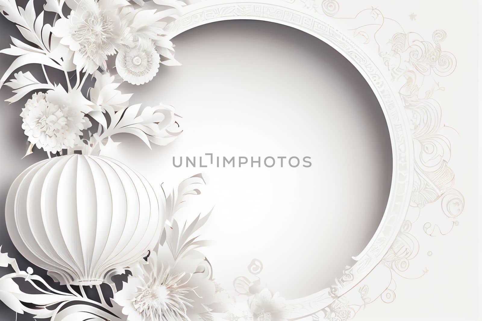 Chinese New Year Festival with white tone color background. 3D illustration