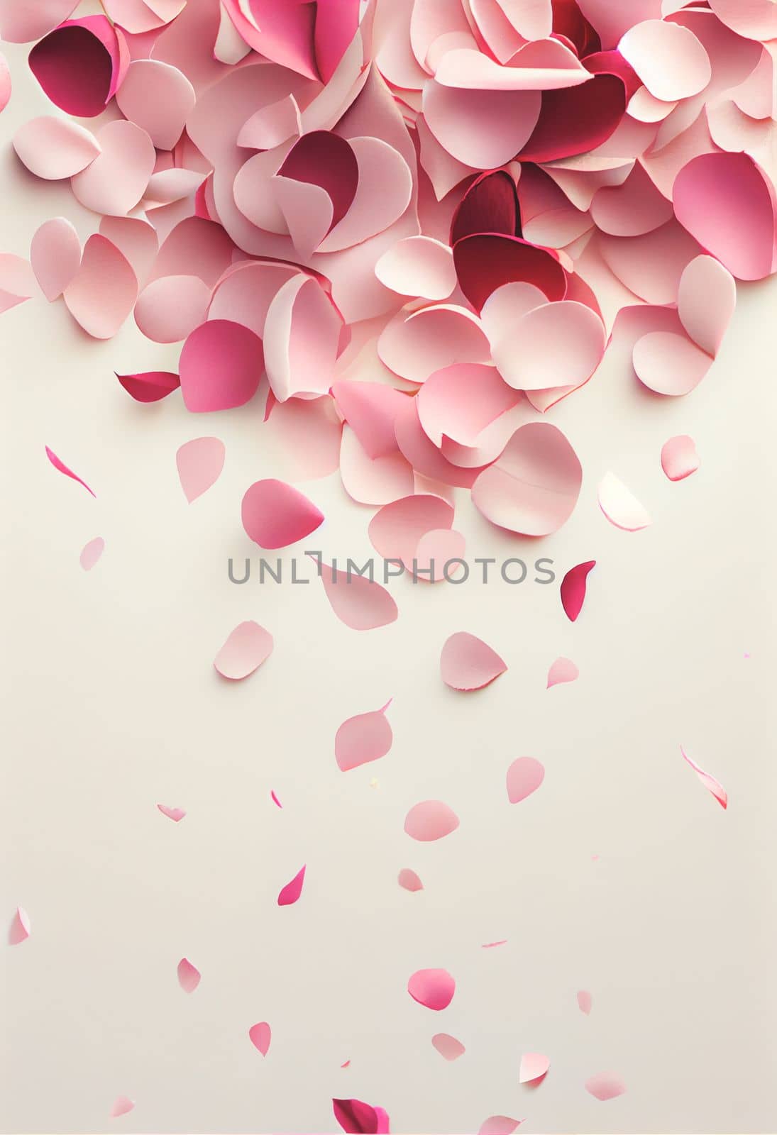 Valentine frame made of rose flowers, confetti on white background, Flat lay, top view with copy space. Beautiful Valentine's Day flower background. 3D illustration