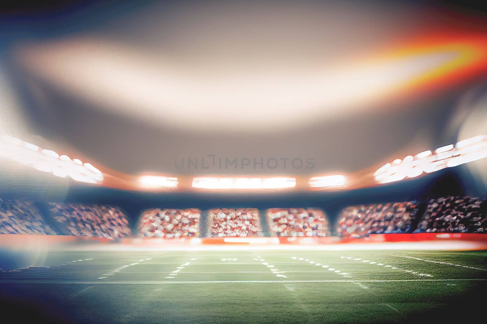 American Football Arena with blurred, copy space, Super Bowl concept photo.